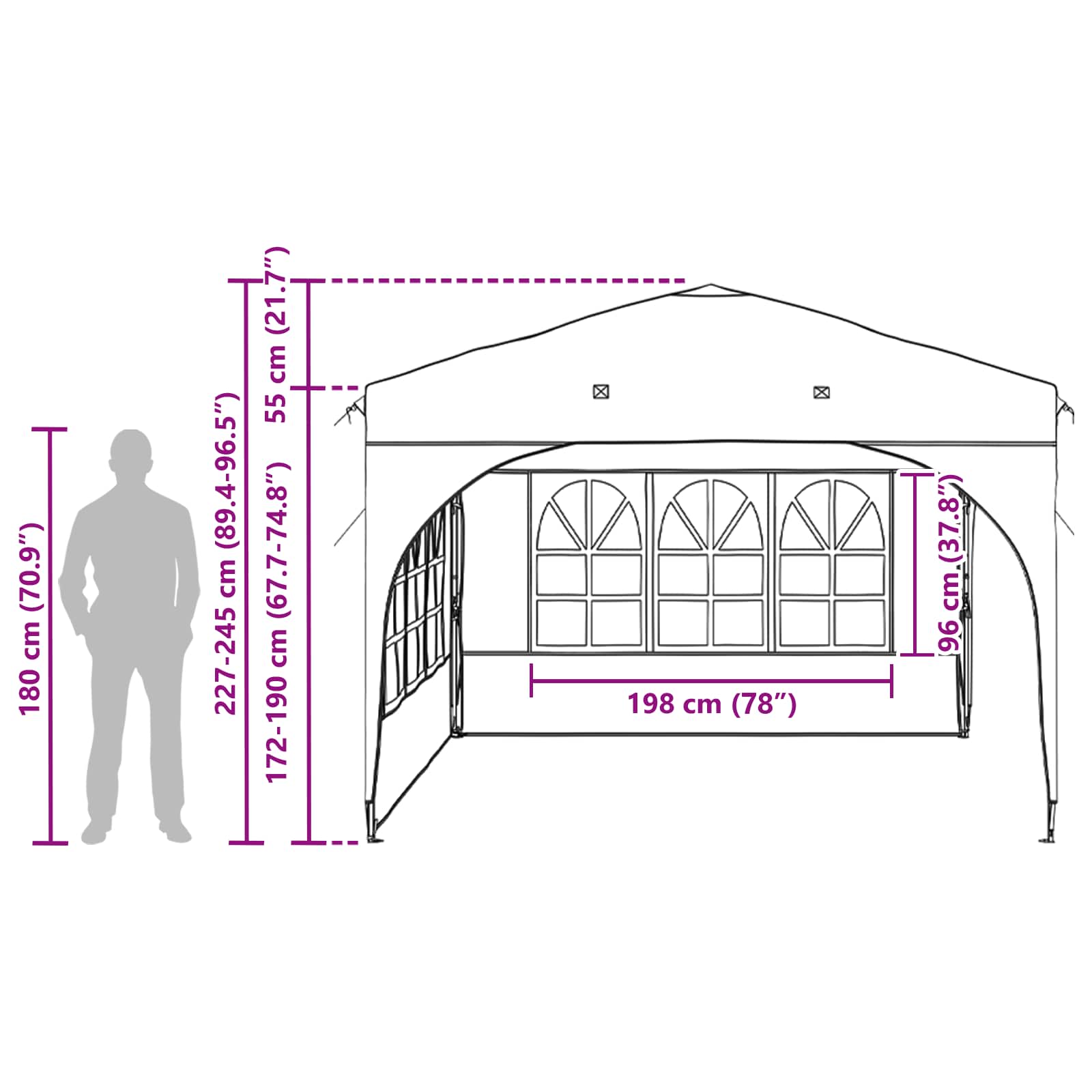 Pop-up Partyzelt 290 x 290 x 245 cm Blau
