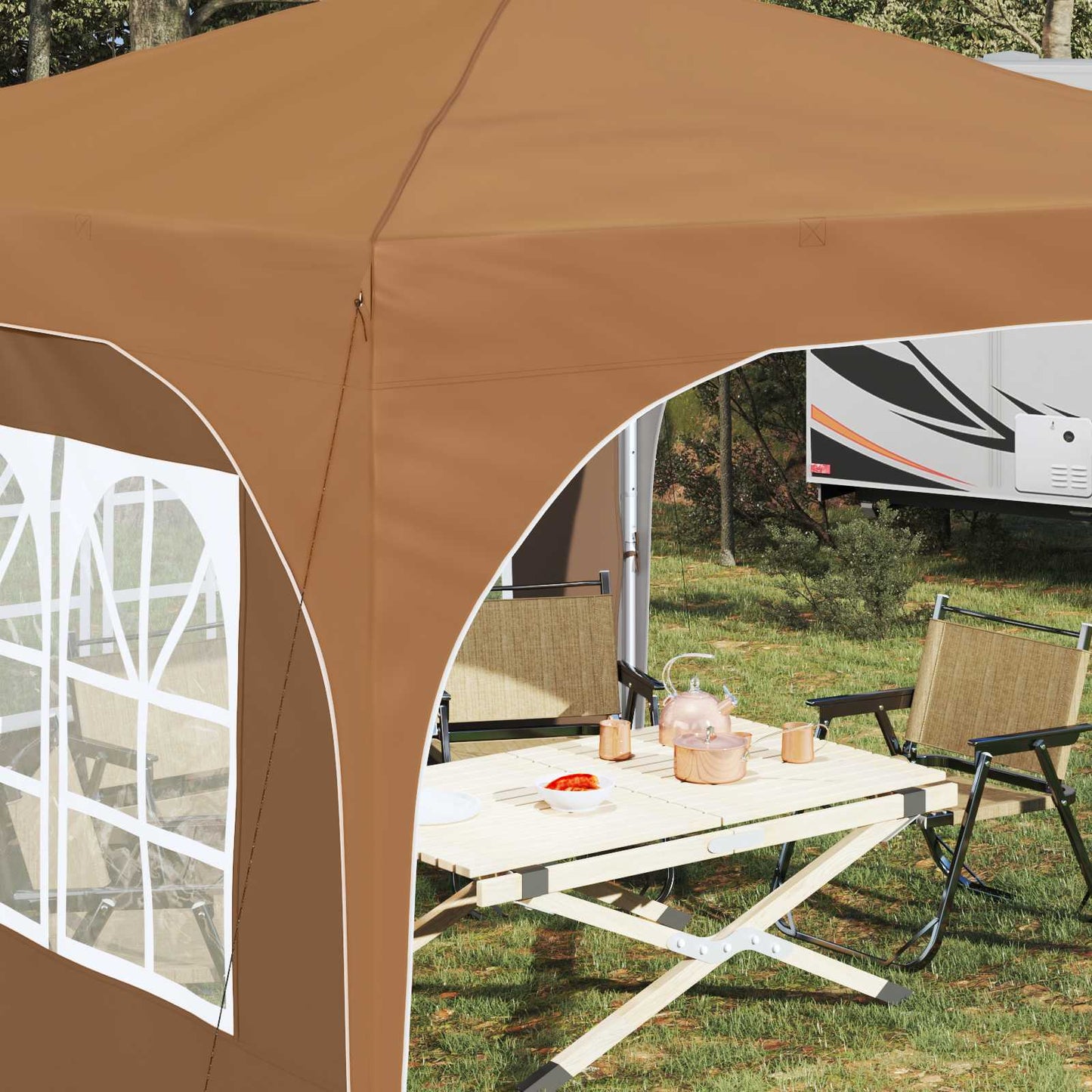 Pop-up Partyzelt 290 x 290 x 245 cm Beige