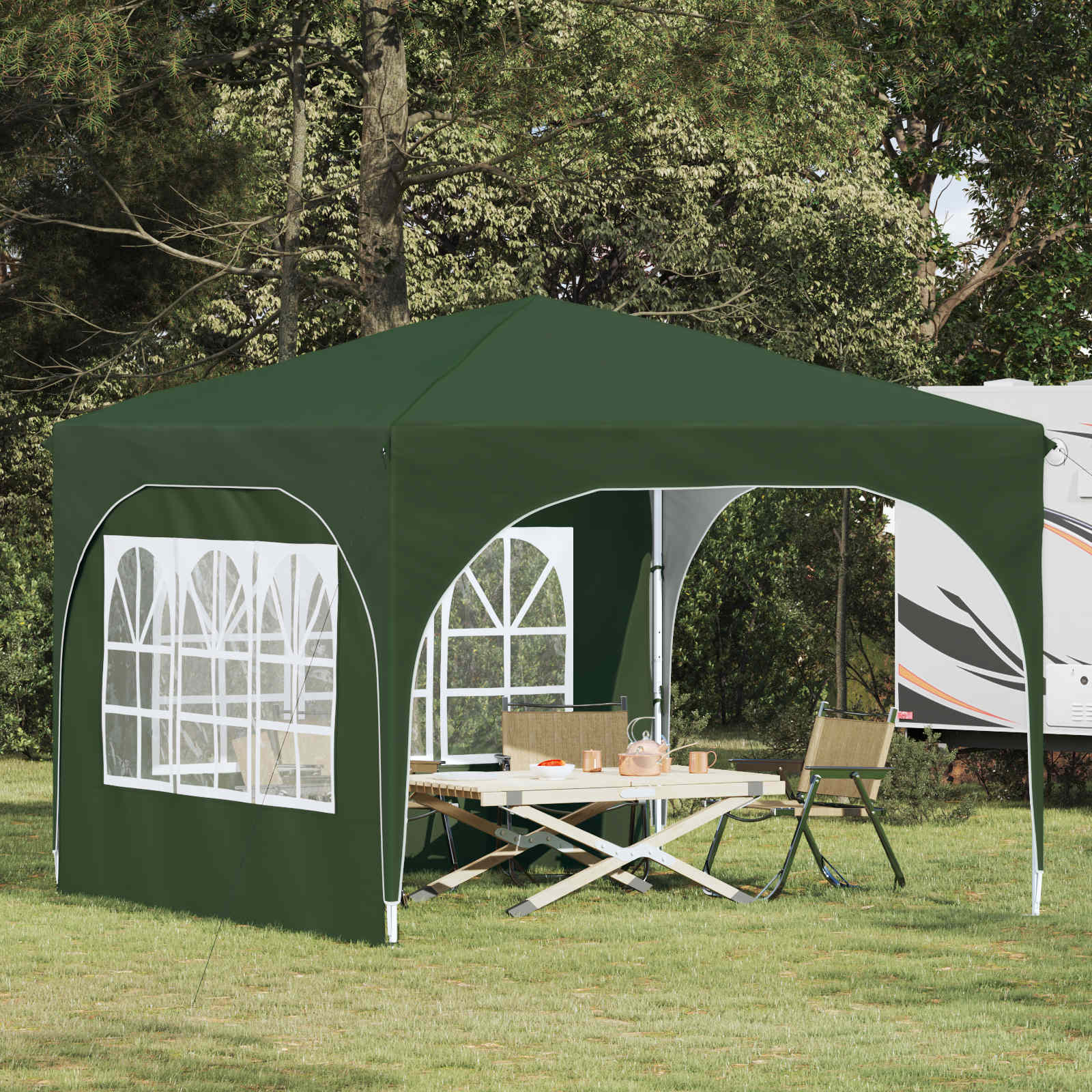 Pop-up Partyzelt 290 x 290 x 245 cm Grün