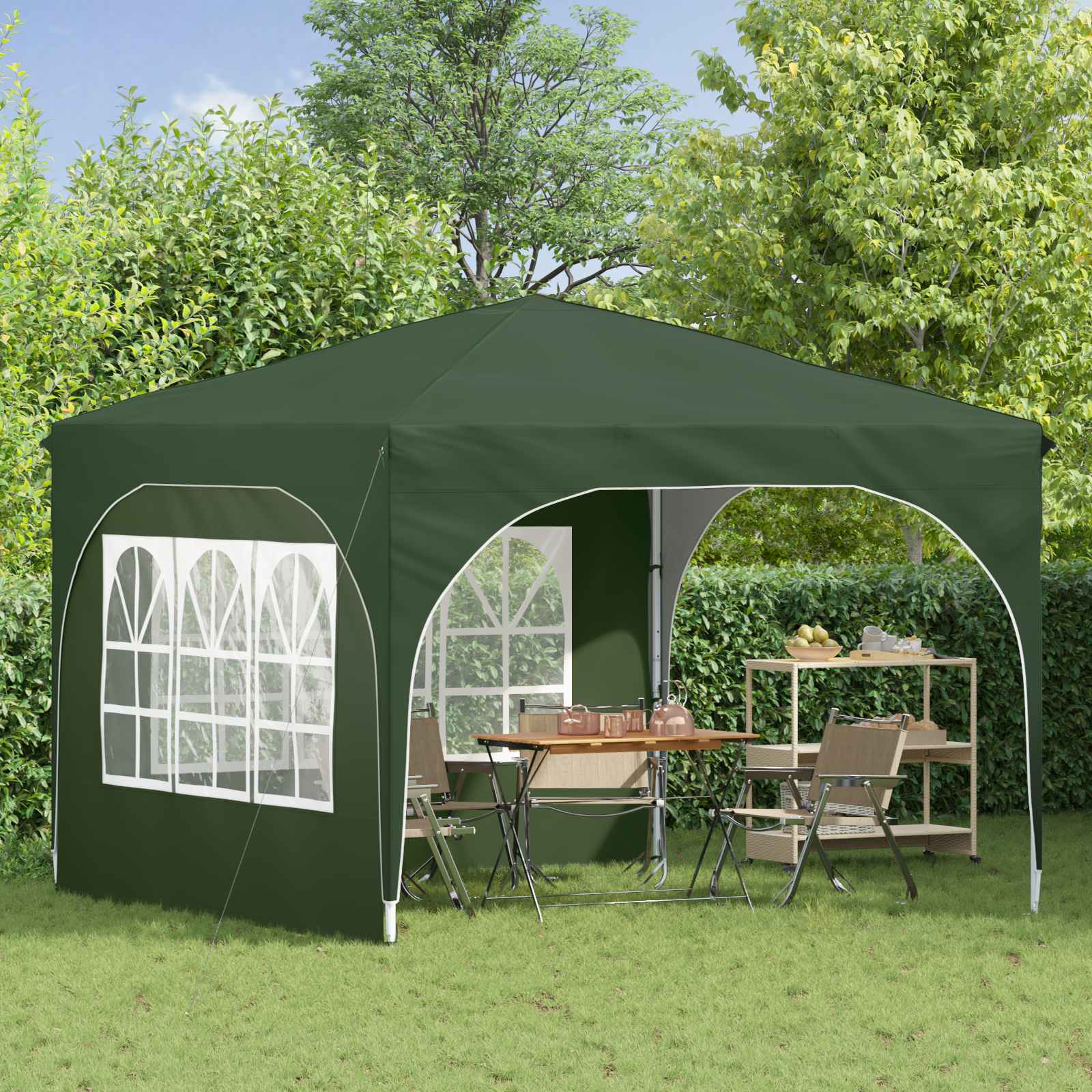 Pop-up Partyzelt 290 x 290 x 245 cm Grün
