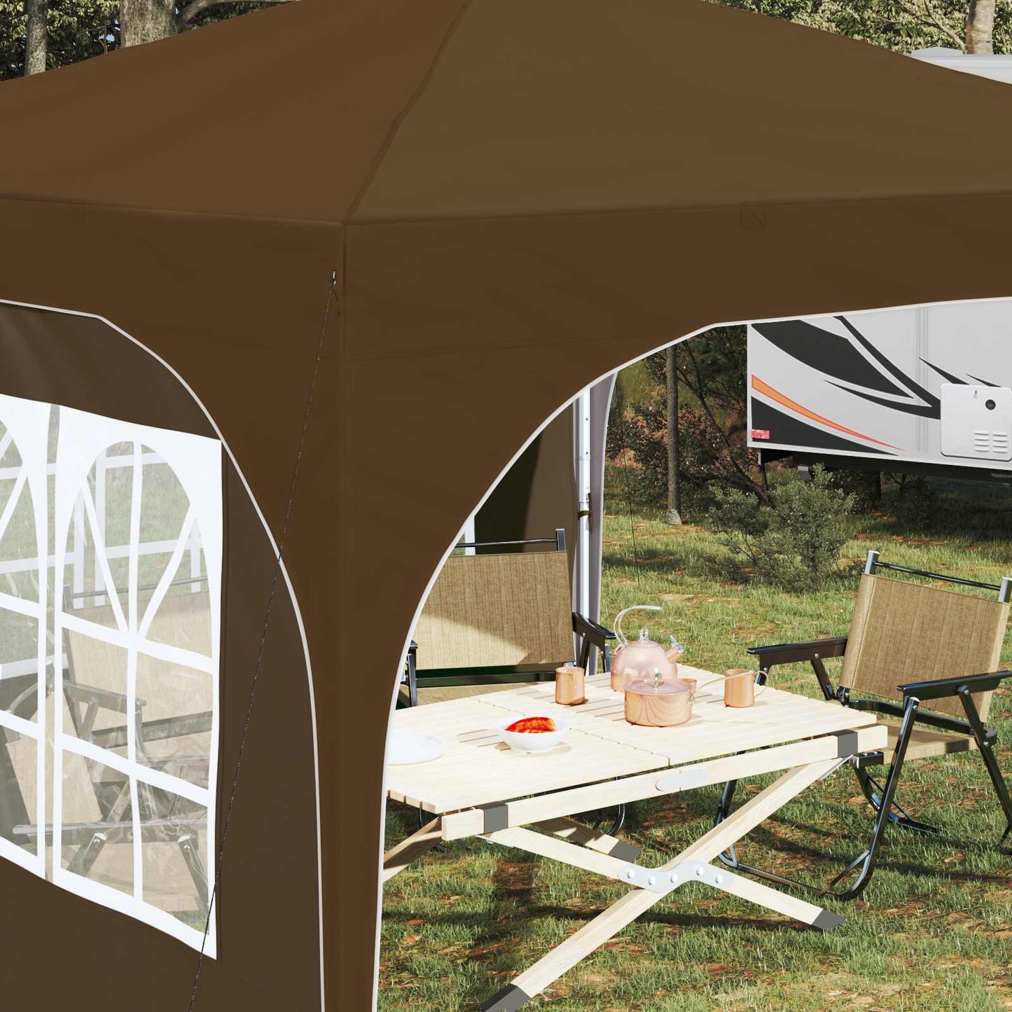 Pop-up Partyzelt 290 x 290 x 245 cm Taupe