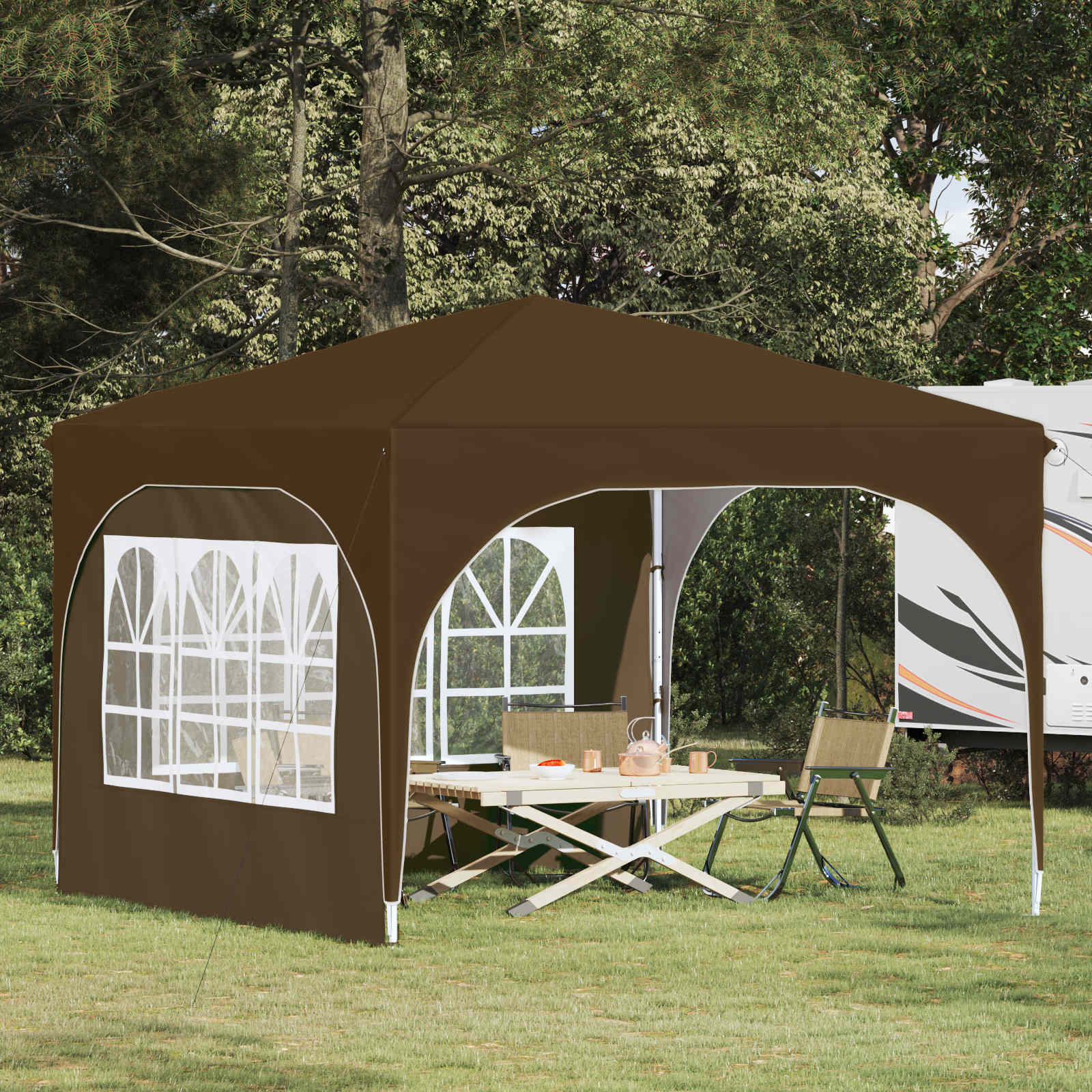 Pop-up Partyzelt 290 x 290 x 245 cm Taupe