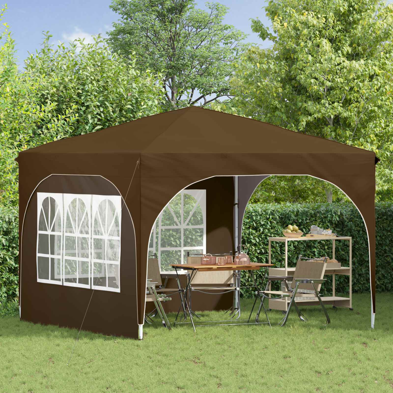 Pop-up Partyzelt 290 x 290 x 245 cm Taupe