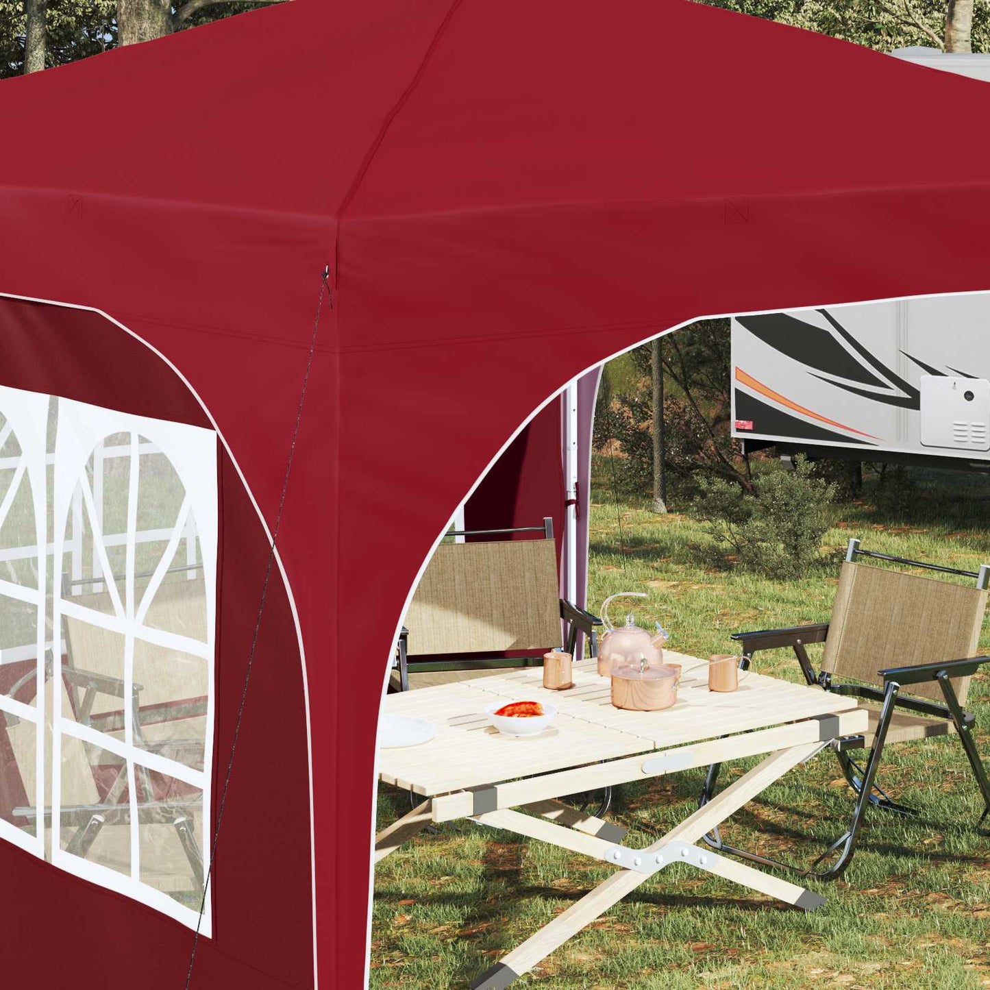 Pop-up Partyzelt 290 x 290 x 245 cm Bordeauxrot
