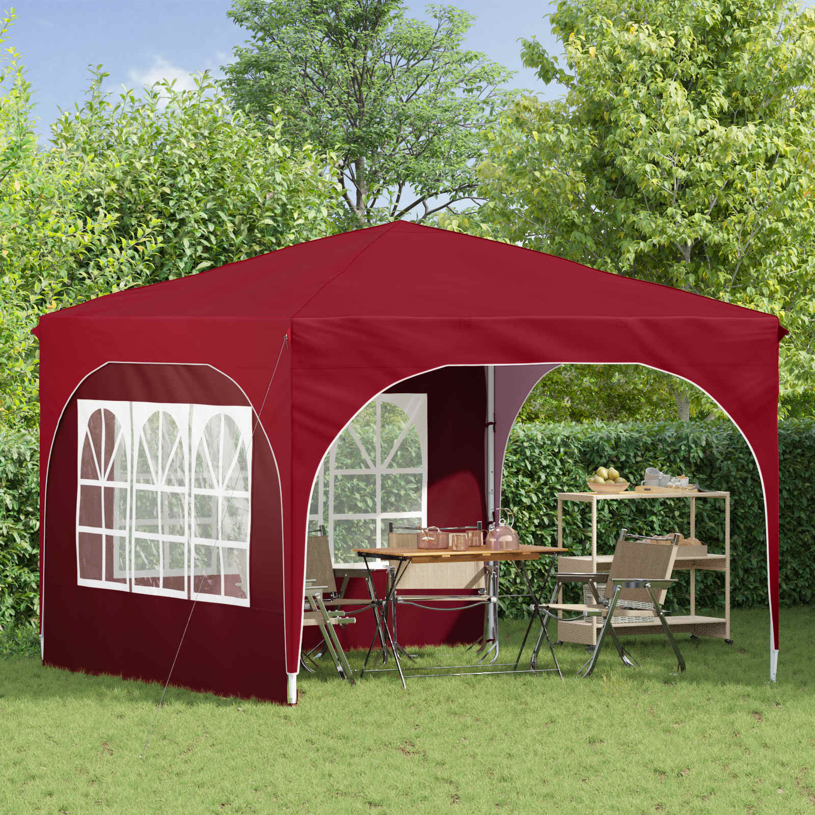 Pop-up Partyzelt 290 x 290 x 245 cm Bordeauxrot