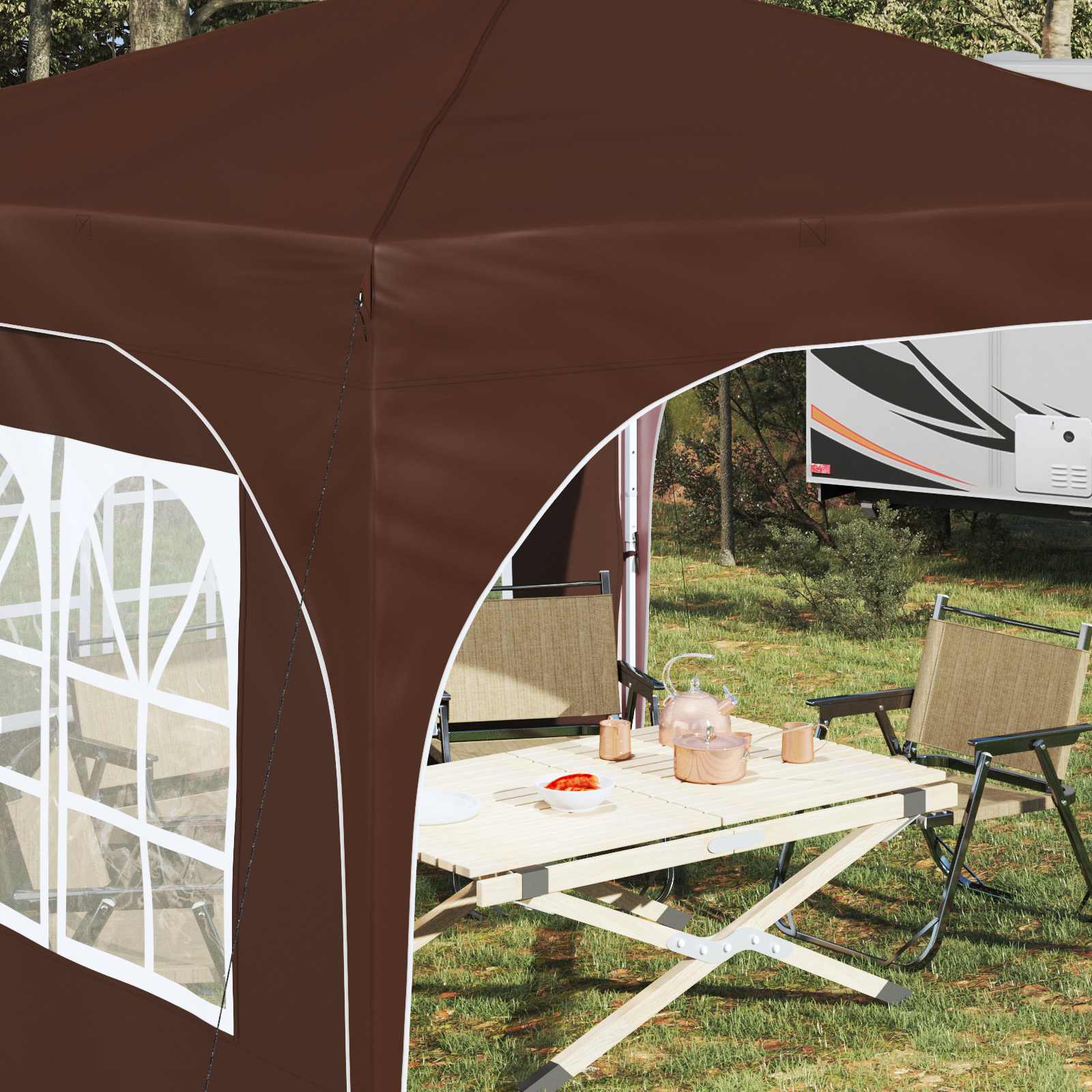 Pop-up Partyzelt 290 x 290 x 245 cm Braun