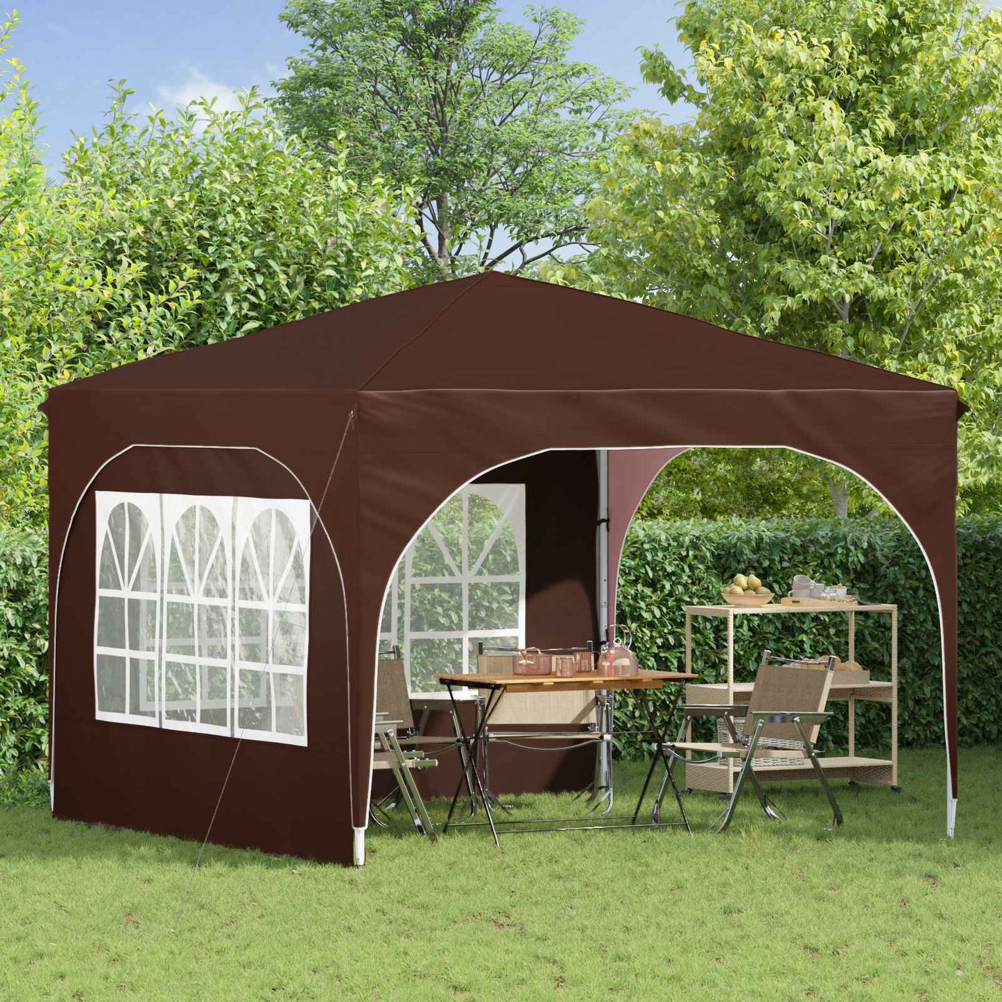 Pop-up Partyzelt 290 x 290 x 245 cm Braun