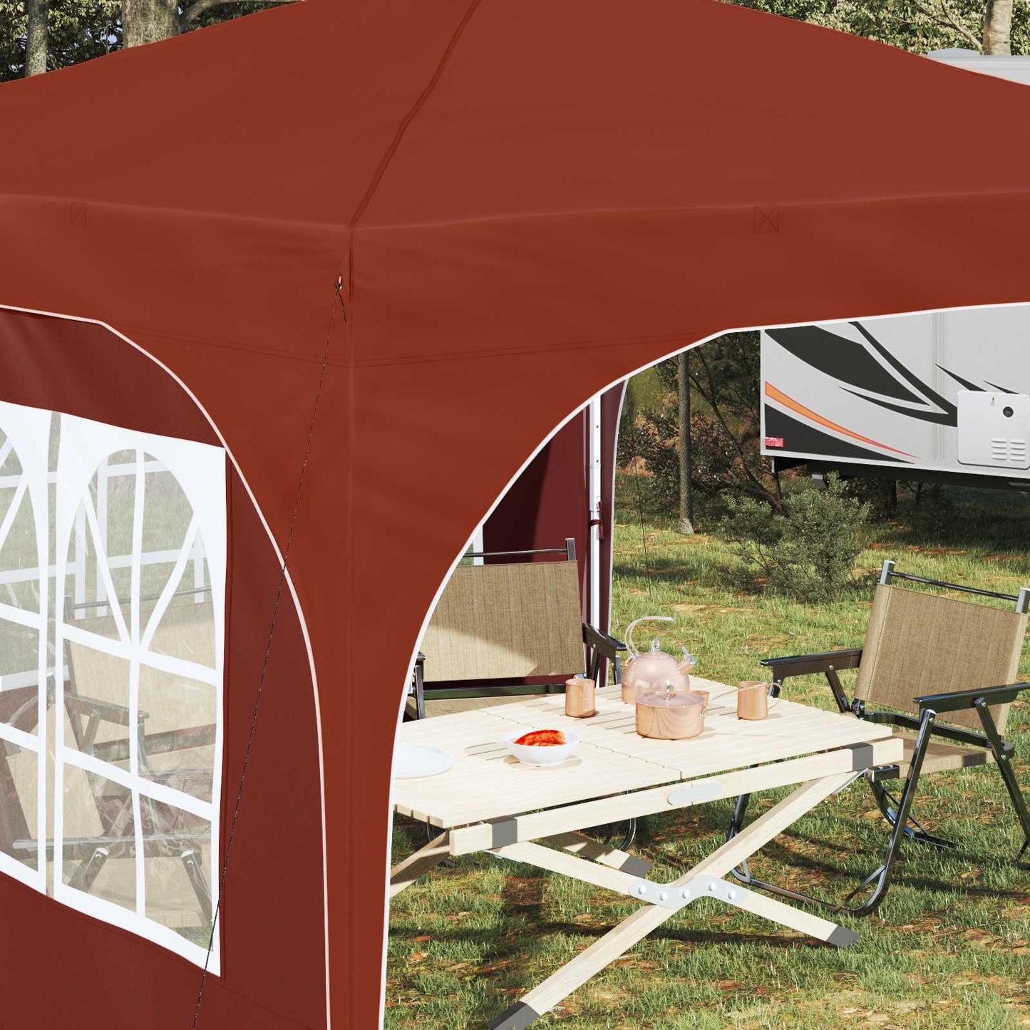 Pop-up Partyzelt 290 x 290 x 245 cm Terrakotta