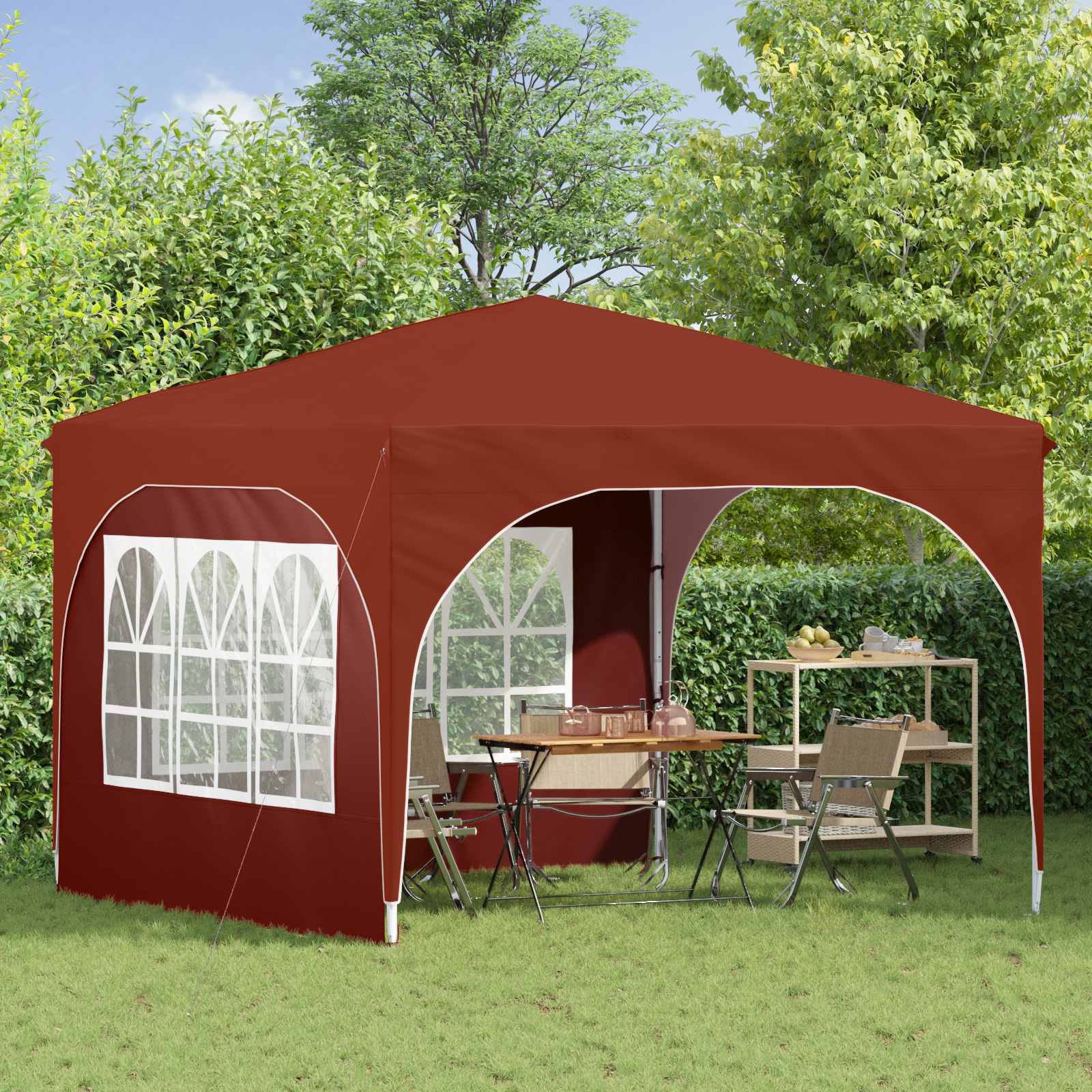 Pop-up Partyzelt 290 x 290 x 245 cm Terrakotta