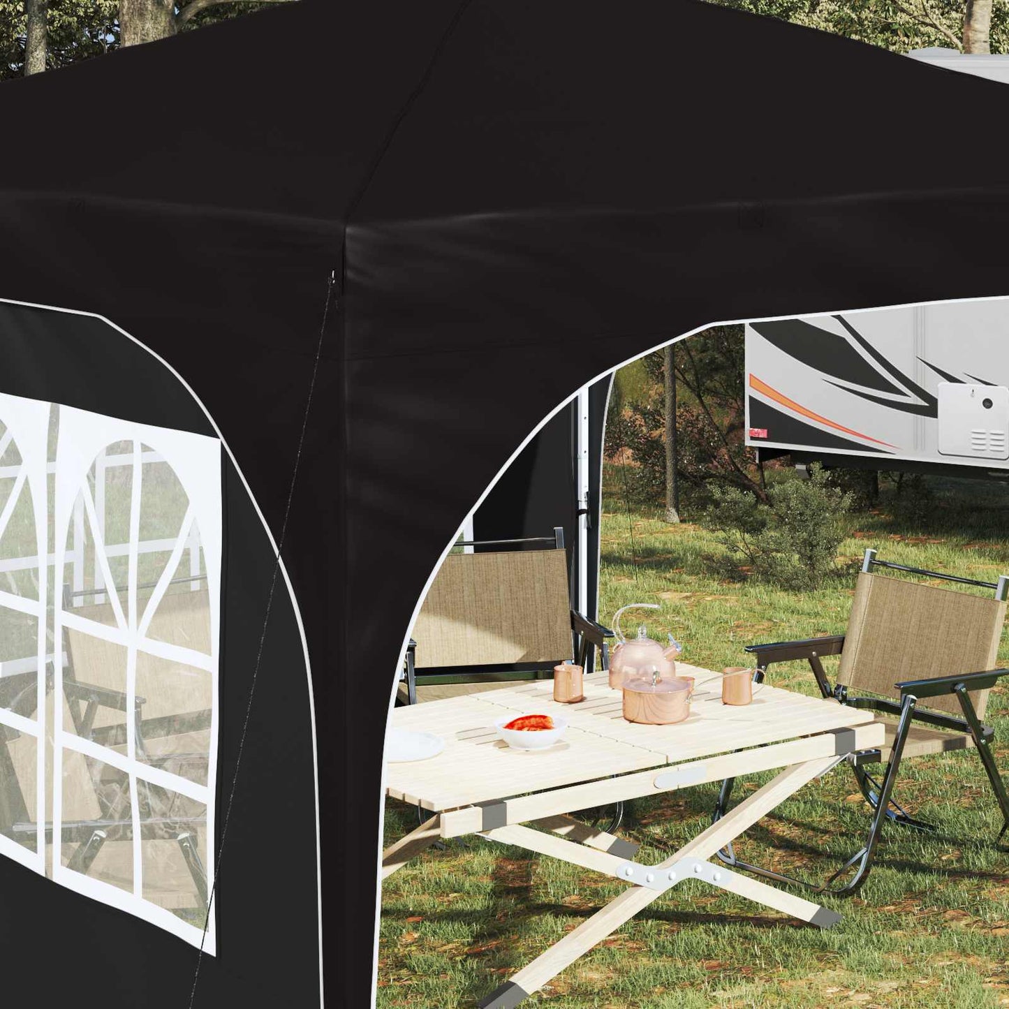 Pop-up Partyzelt 290 x 290 x 245 cm Schwarz