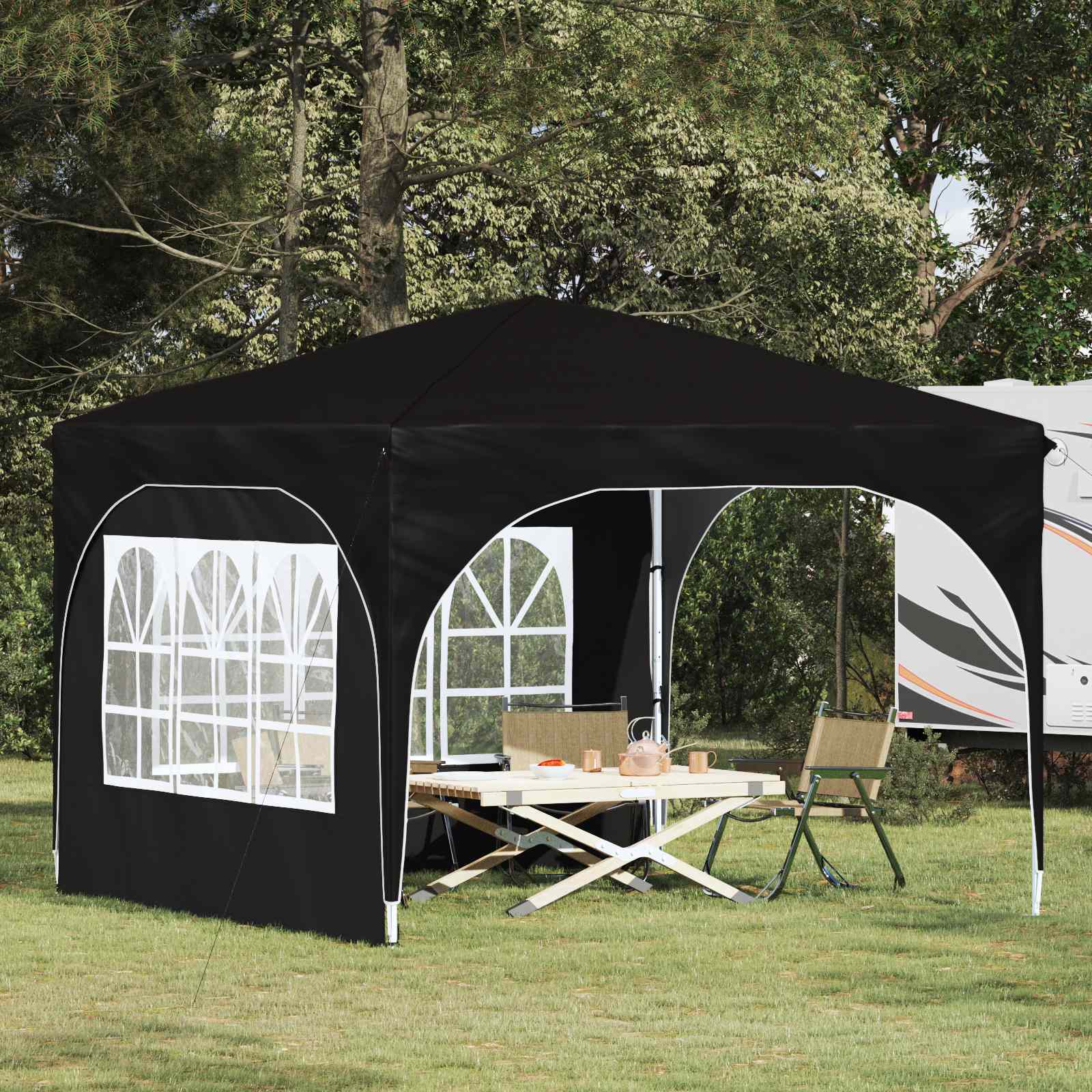 Pop-up Partyzelt 290 x 290 x 245 cm Schwarz