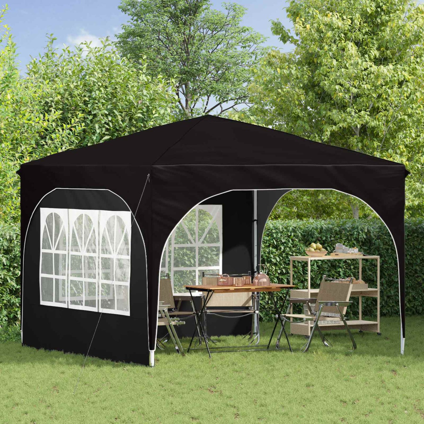 Pop-up Partyzelt 290 x 290 x 245 cm Schwarz