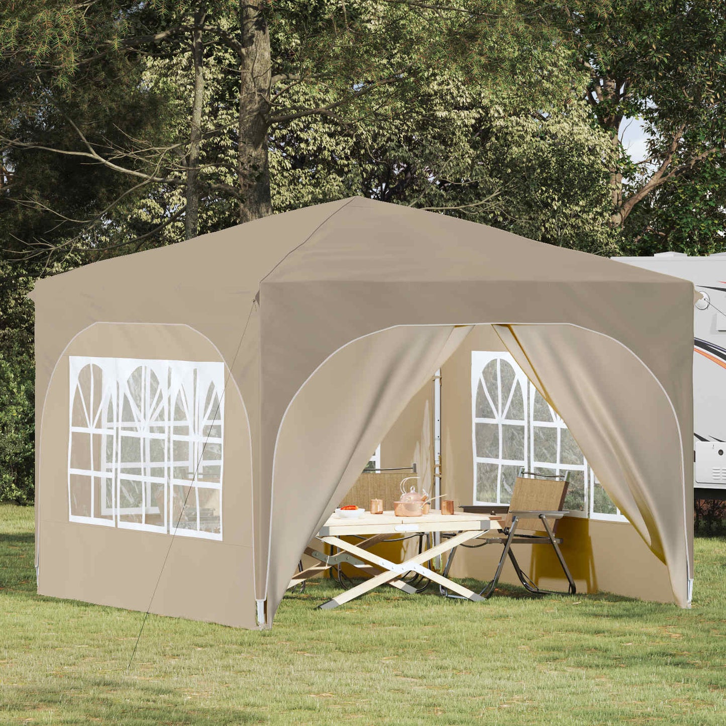 Pop-up Partyzelt 290 x 290 x 245 cm Creme