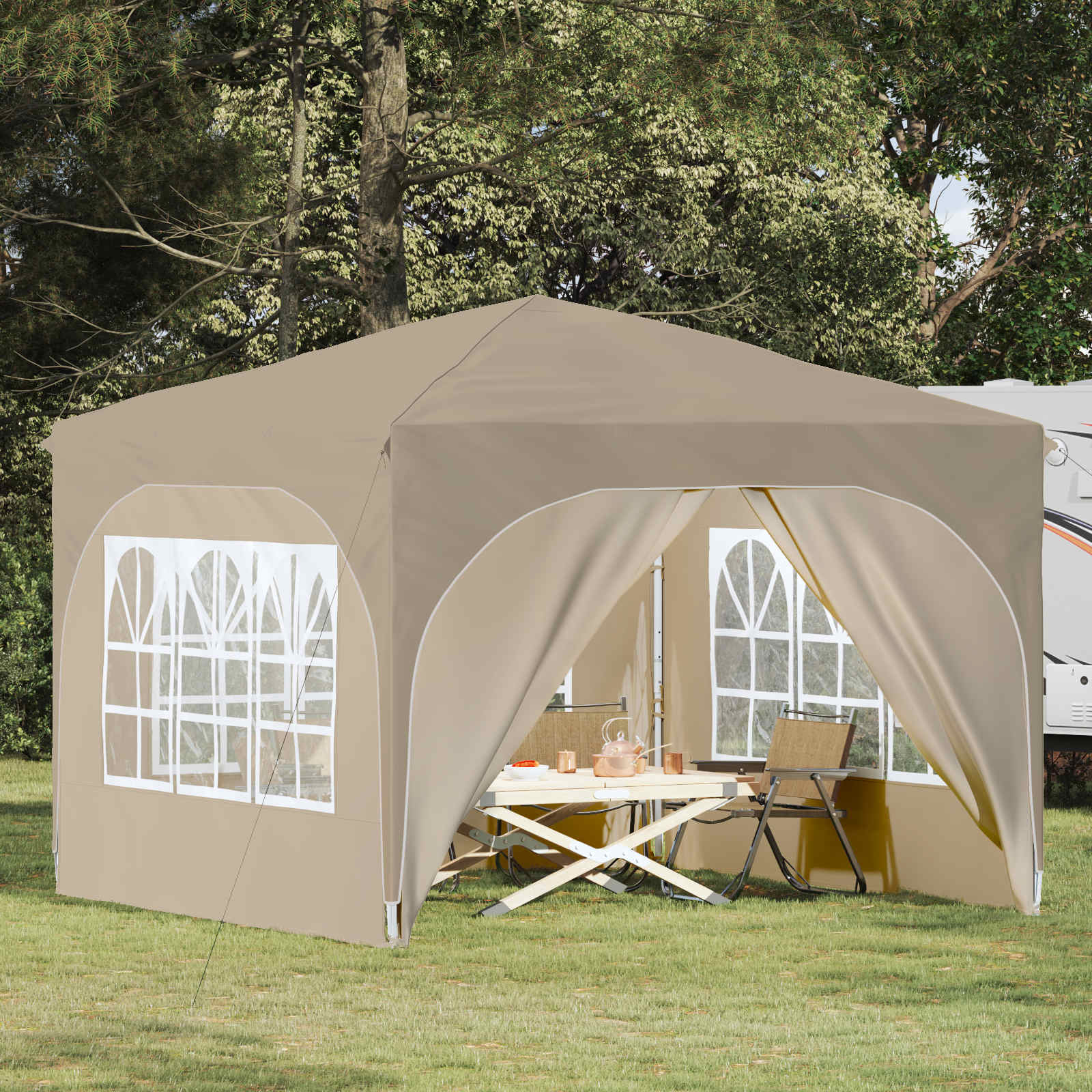Pop-up Partyzelt 290 x 290 x 245 cm Creme