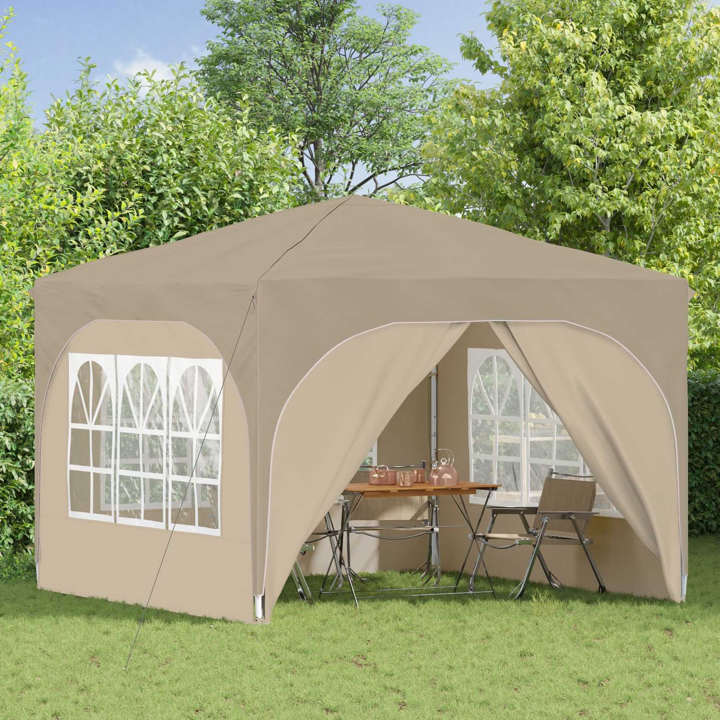 Pop-up Partyzelt 290 x 290 x 245 cm Creme