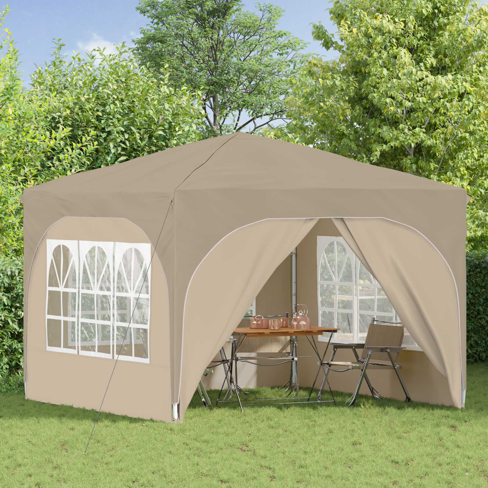 Pop-up Partyzelt 290 x 290 x 245 cm Creme