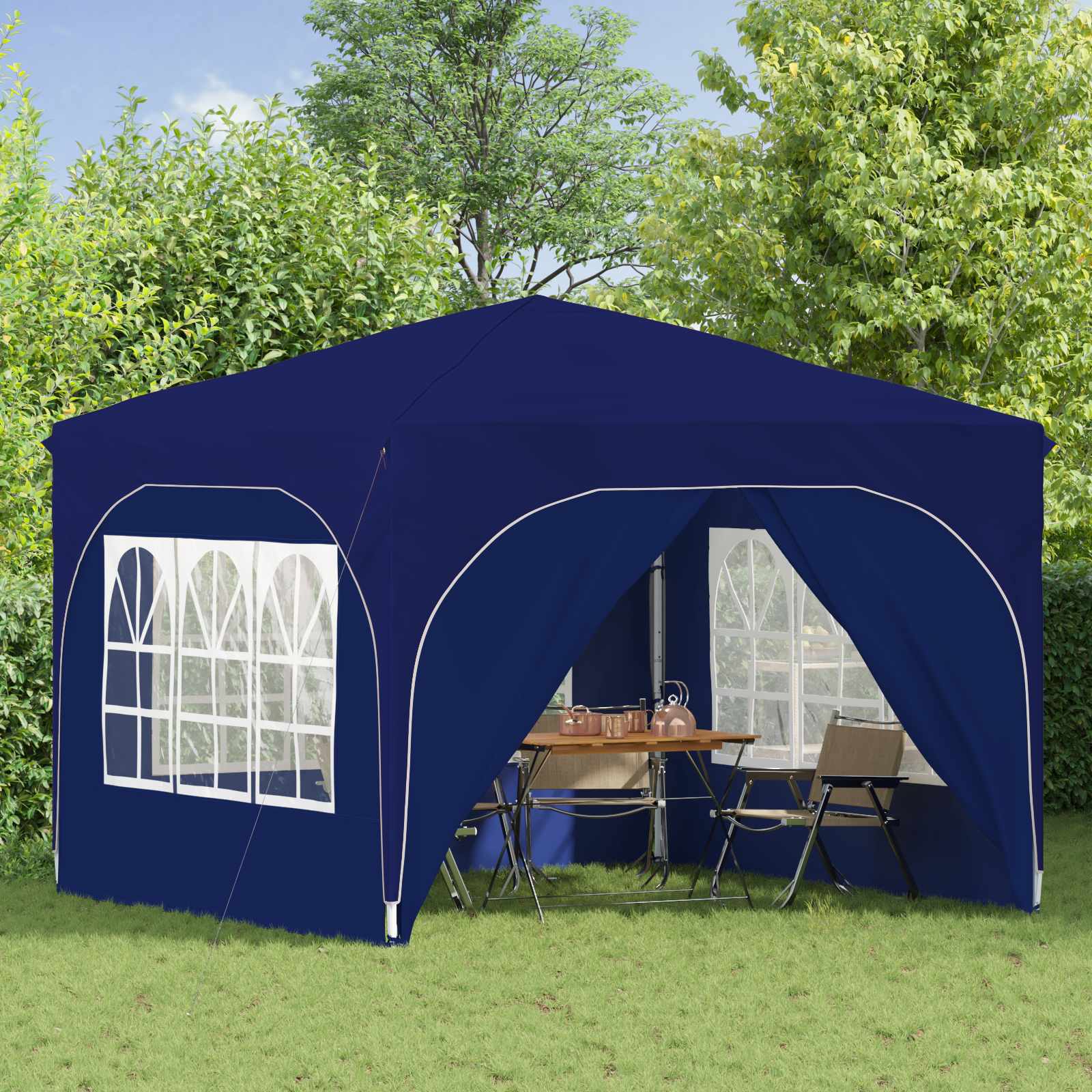 Pop-up Partyzelt 290 x 290 x 245 cm Blau