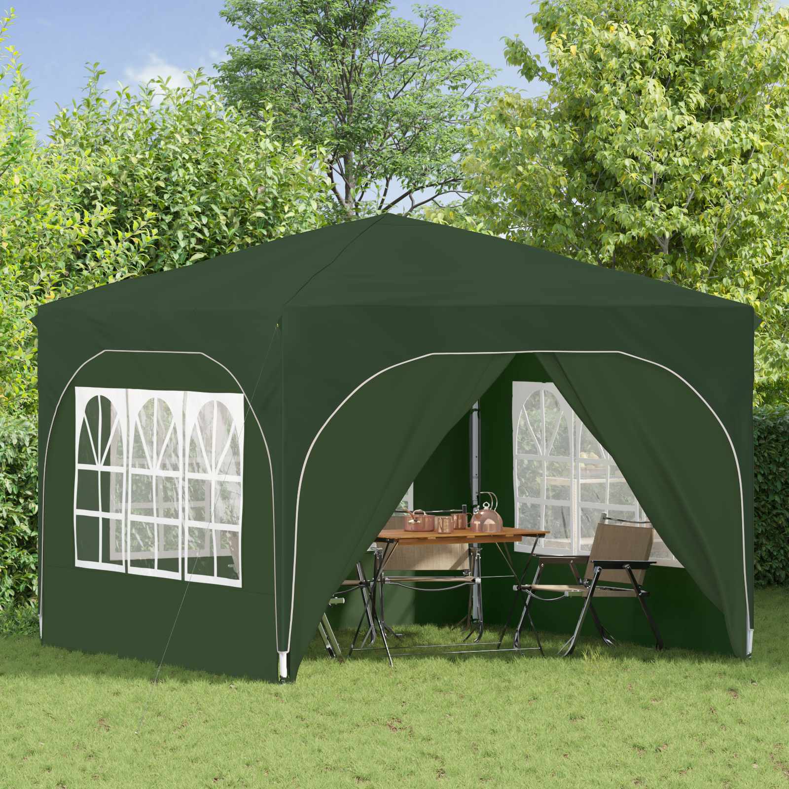 Pop-up Partyzelt 290 x 290 x 245 cm Grün