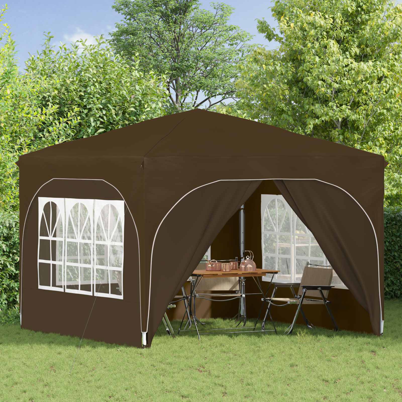 Pop-up Partyzelt 290 x 290 x 245 cm Taupe