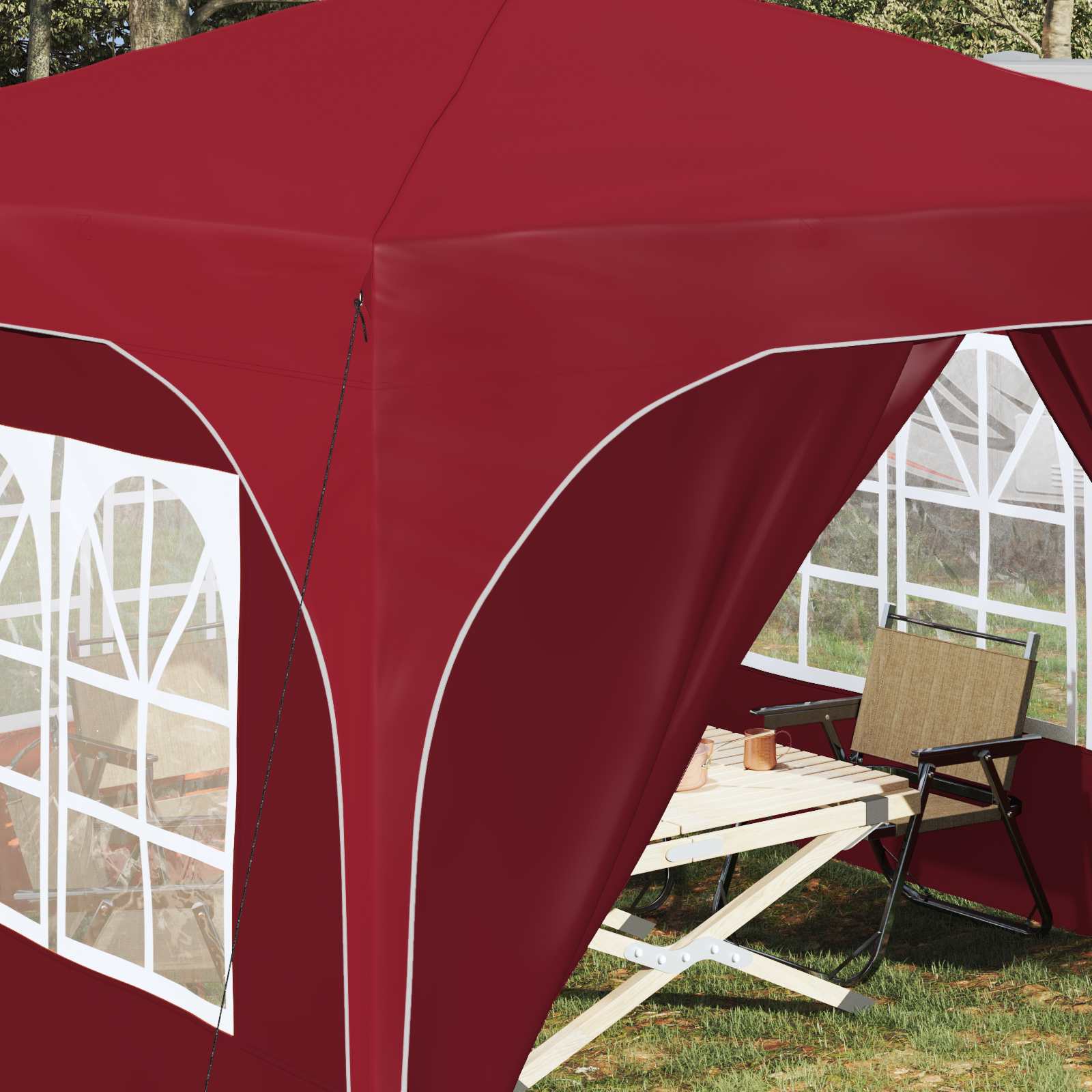 Pop-up Partyzelt 290 x 290 x 245 cm Bordeauxrot