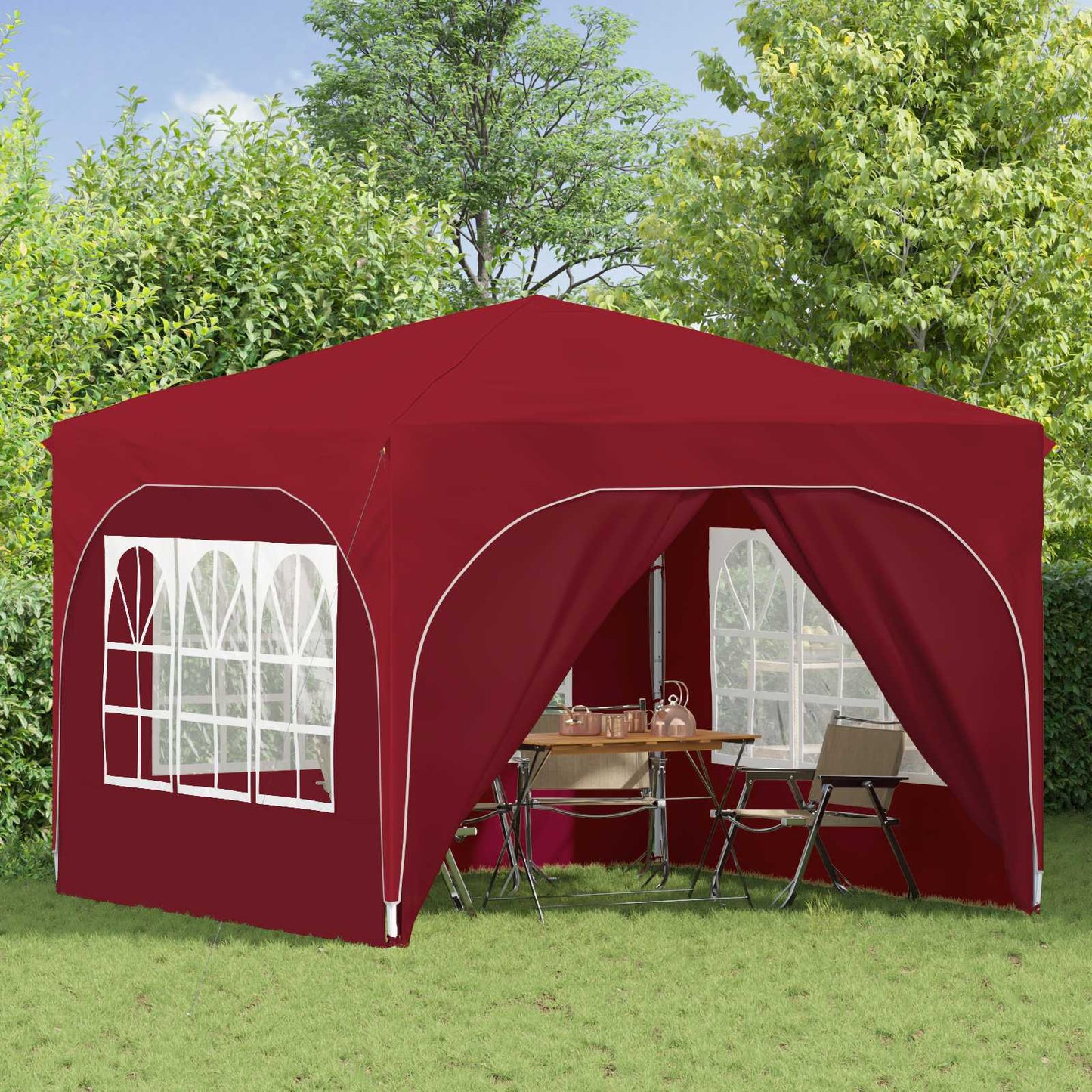 Pop-up Partyzelt 290 x 290 x 245 cm Bordeauxrot