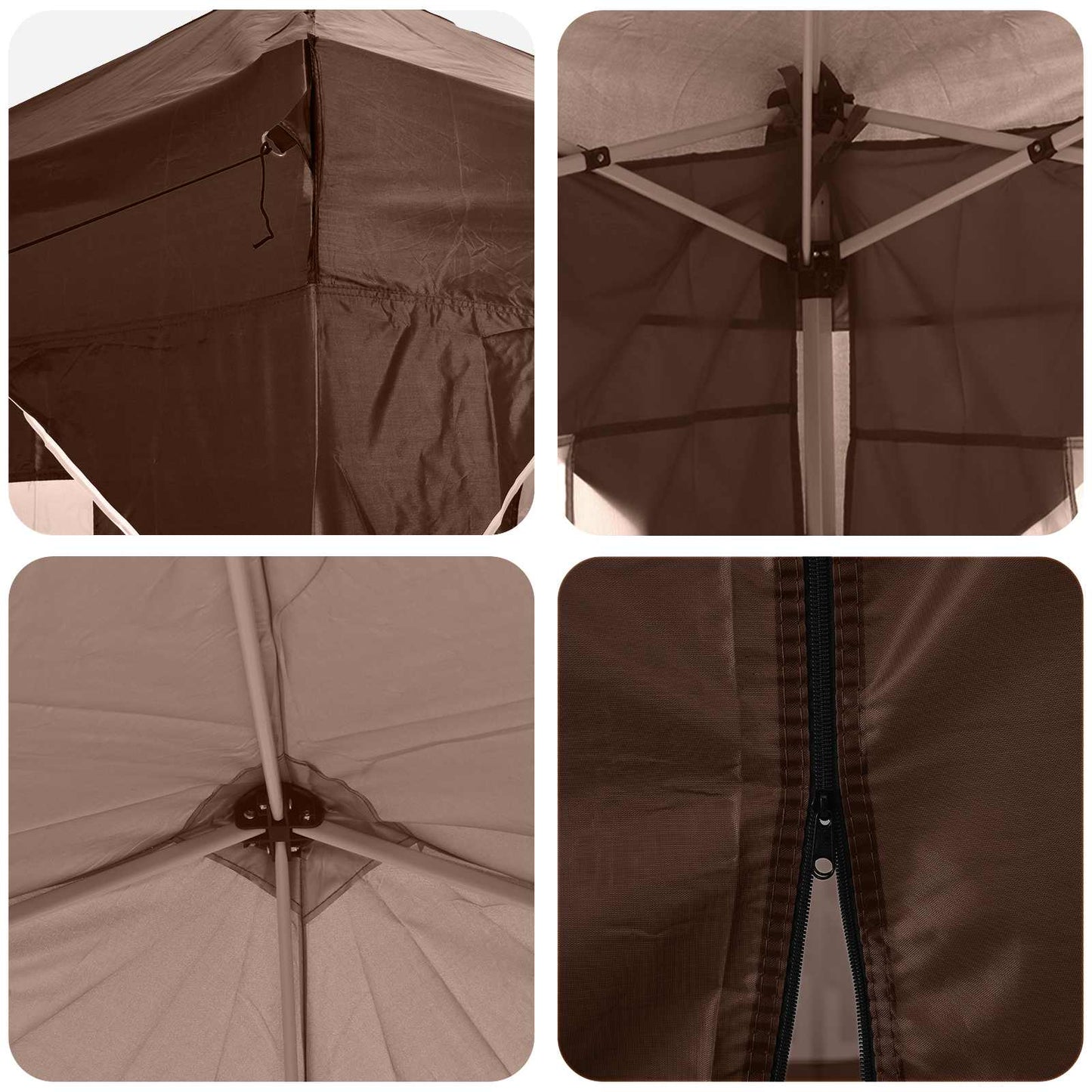 Pop-up Partyzelt 290 x 290 x 245 cm Braun