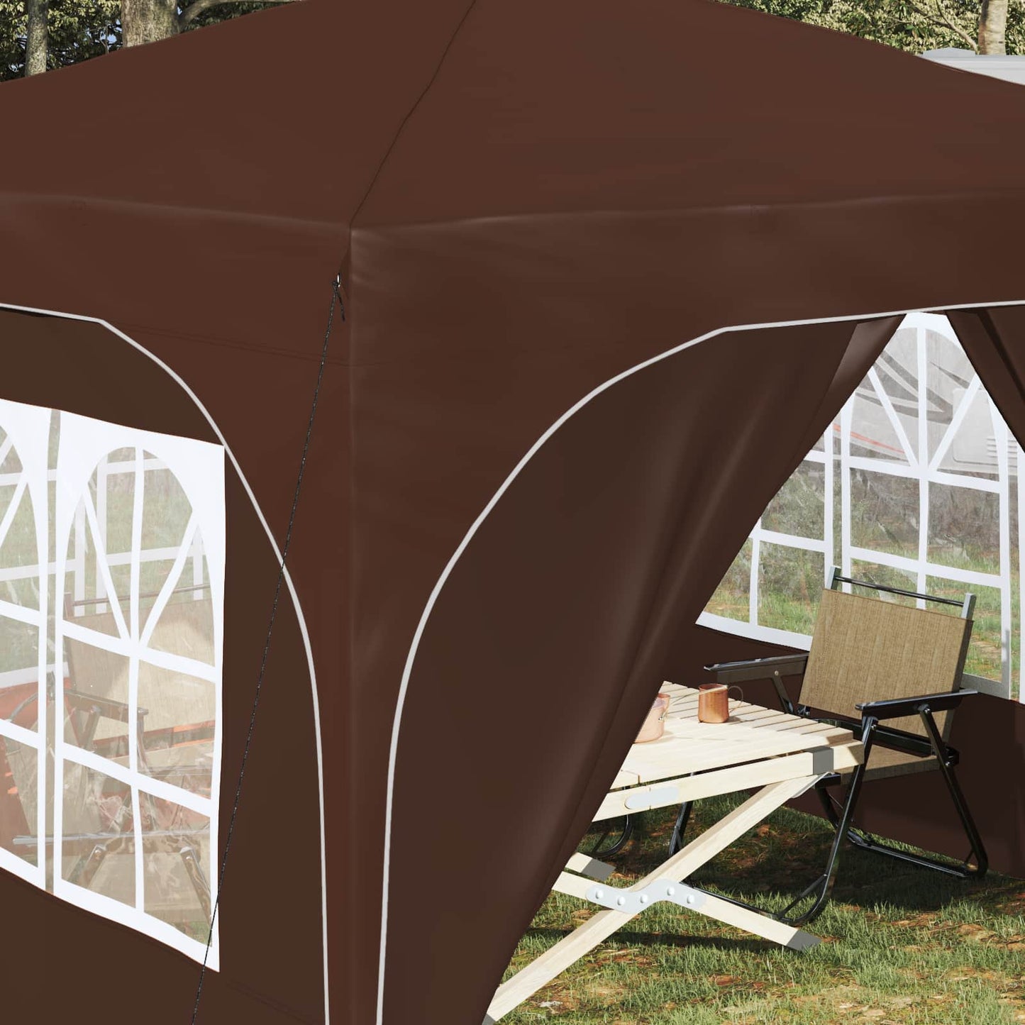 Pop-up Partyzelt 290 x 290 x 245 cm Braun