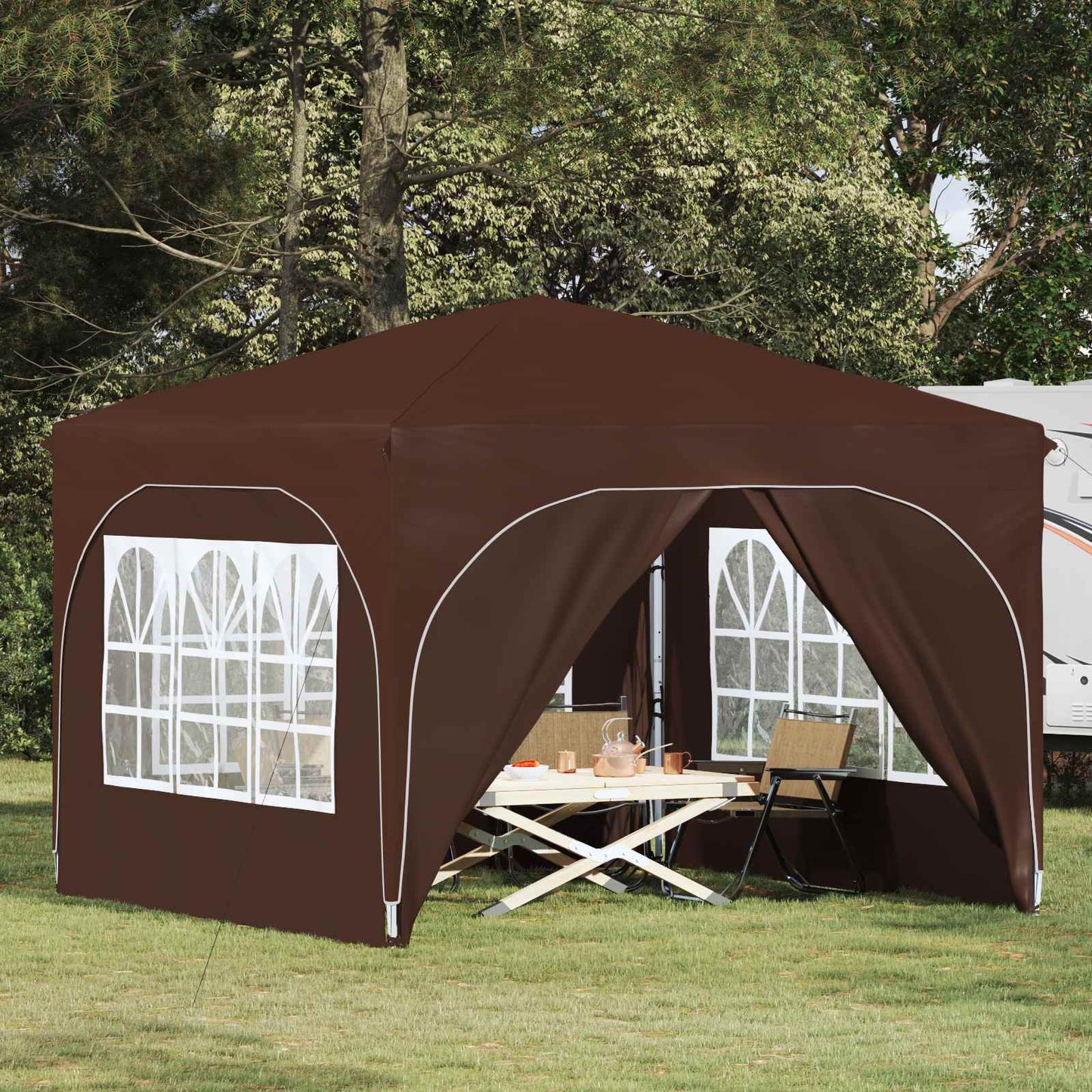 Pop-up Partyzelt 290 x 290 x 245 cm Braun