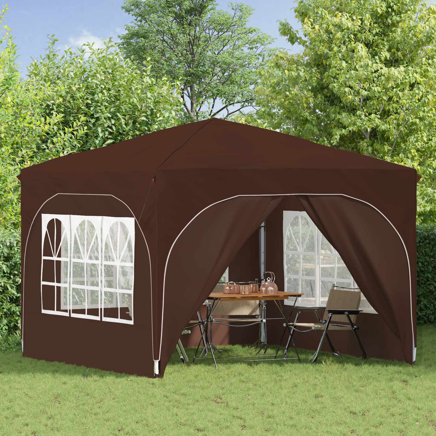 Pop-up Partyzelt 290 x 290 x 245 cm Braun