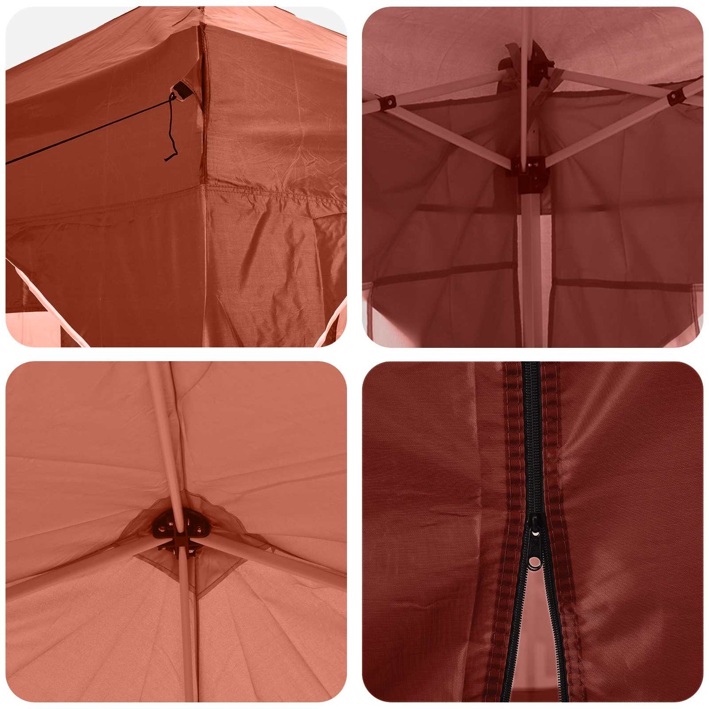 Pop-up Partyzelt 290 x 290 x 245 cm Terrakotta