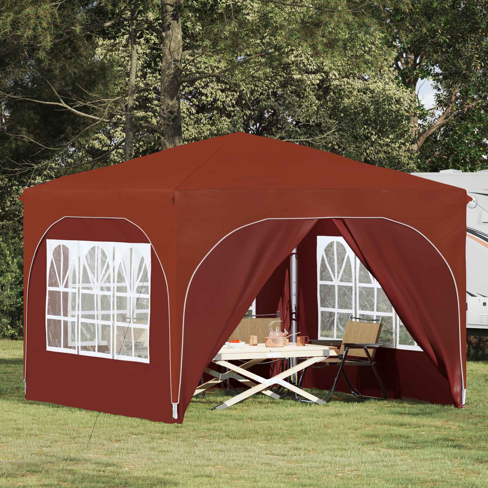 Pop-up Partyzelt 290 x 290 x 245 cm Terrakotta