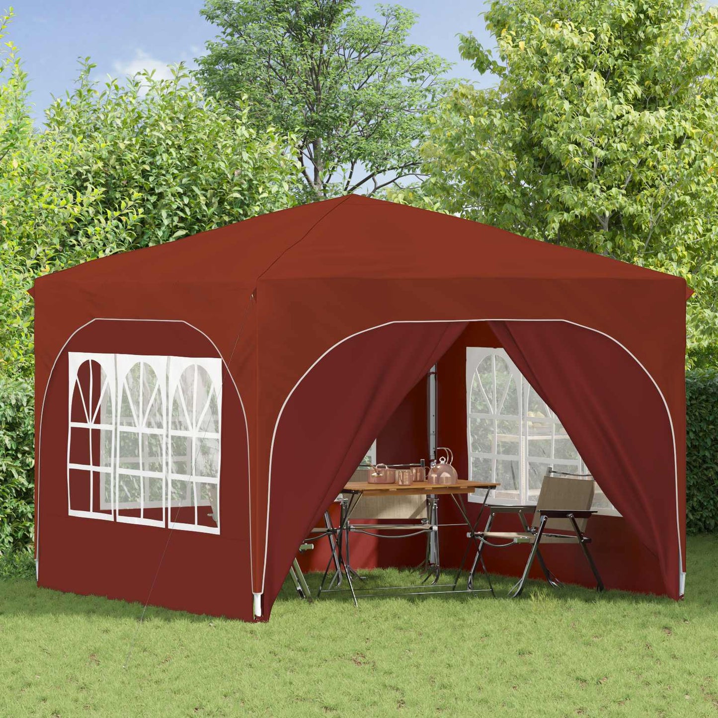 Pop-up Partyzelt 290 x 290 x 245 cm Terrakotta