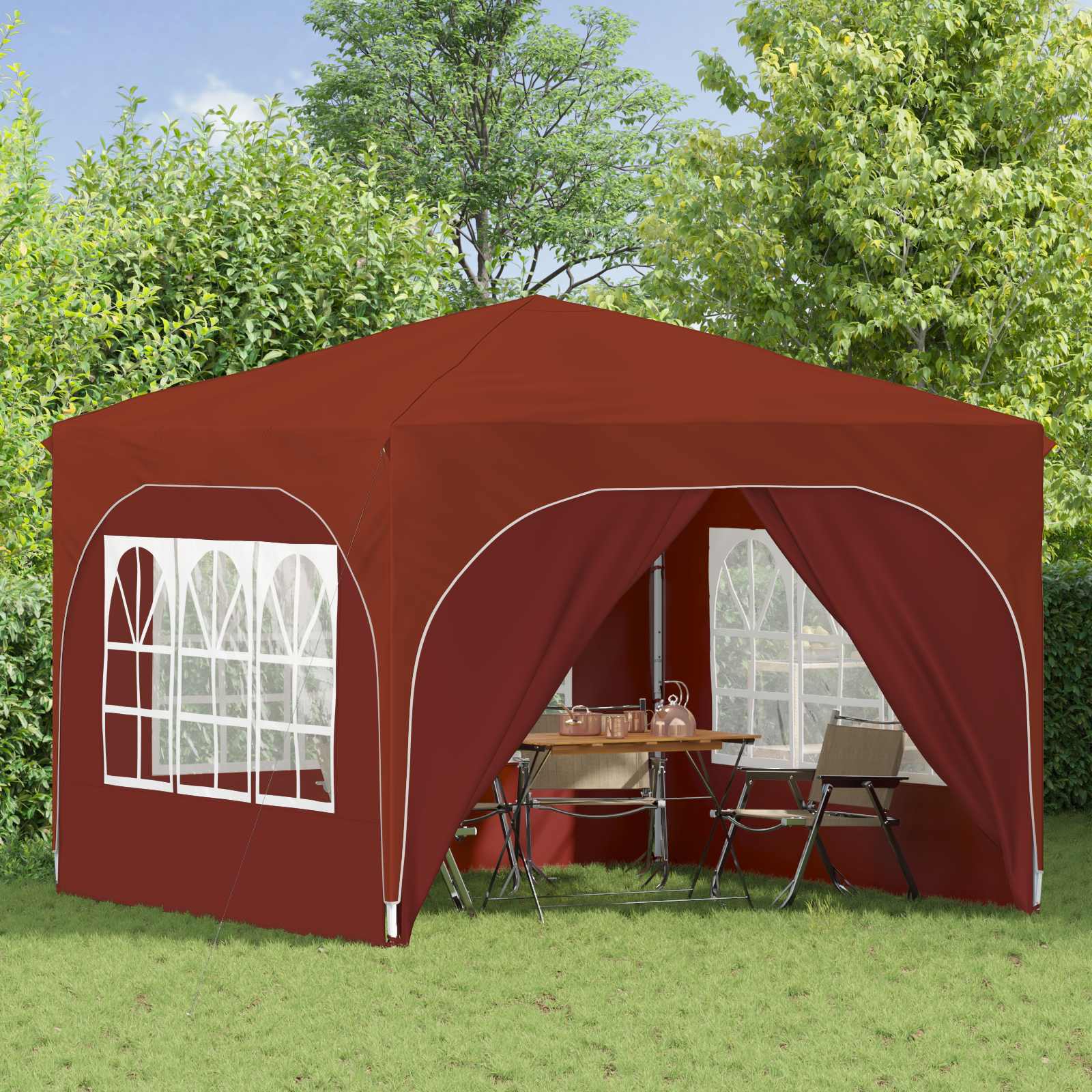 Pop-up Partyzelt 290 x 290 x 245 cm Terrakotta