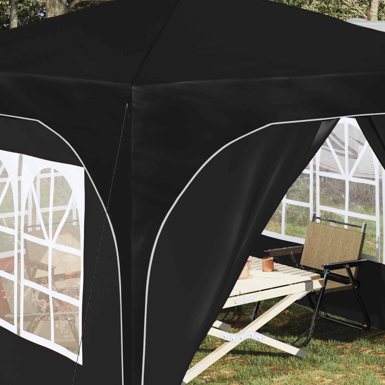Pop-up Partyzelt 290 x 290 x 245 cm Schwarz