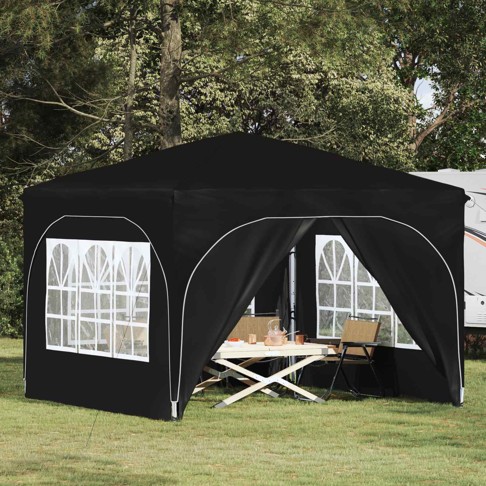 Pop-up Partyzelt 290 x 290 x 245 cm Schwarz