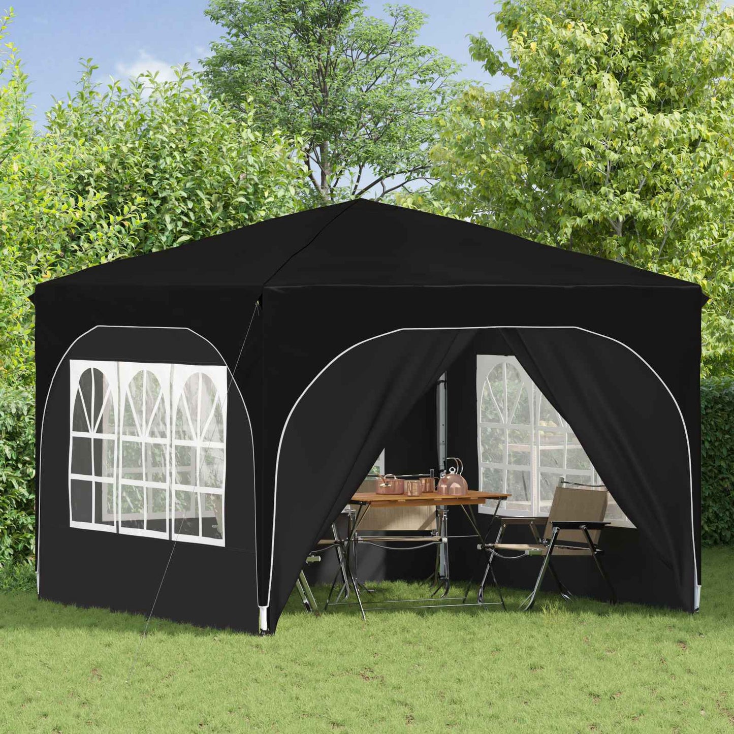 Pop-up Partyzelt 290 x 290 x 245 cm Schwarz