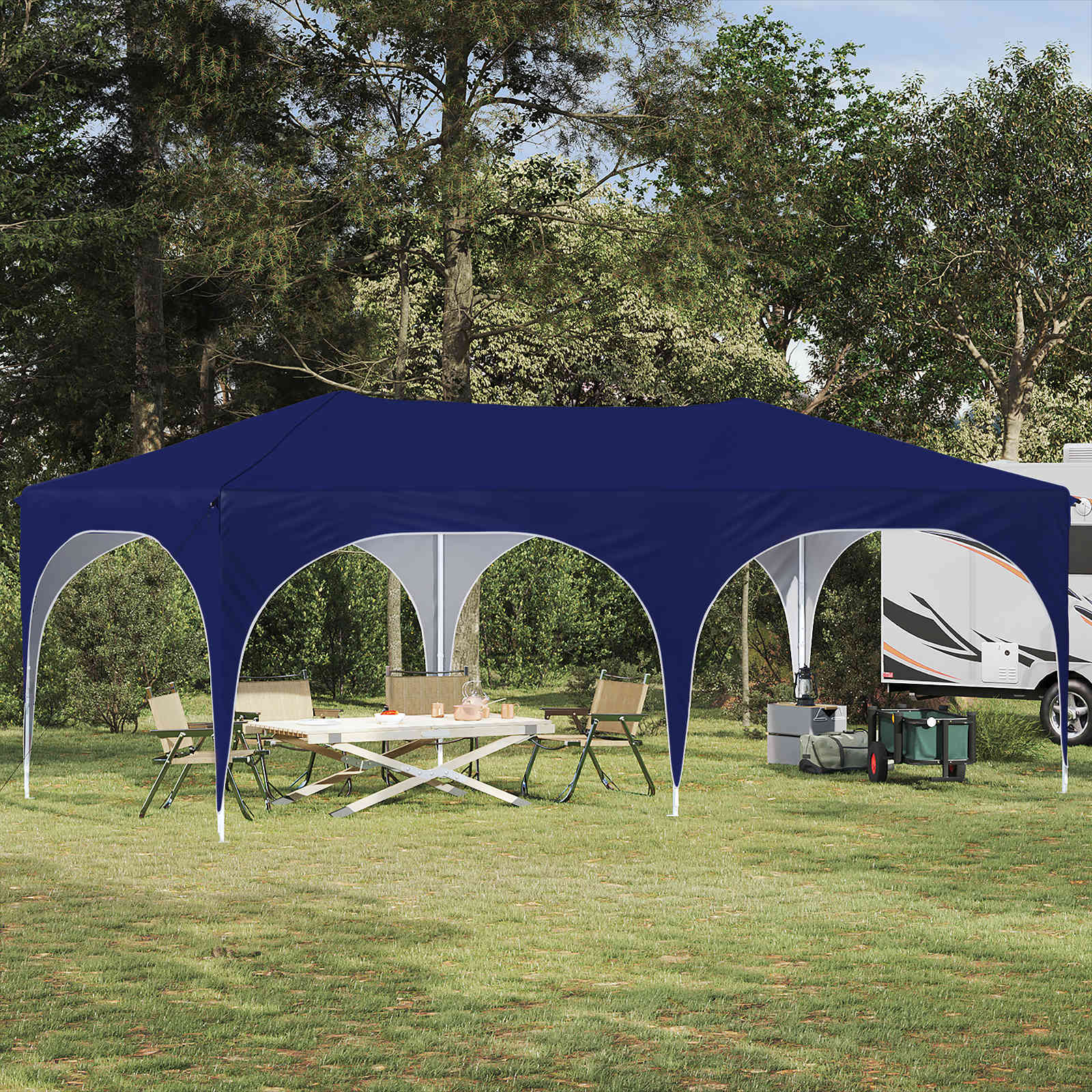 Pop-up Partyzelt 575 x 288 x 245 cm Blau Oxford-Stoff