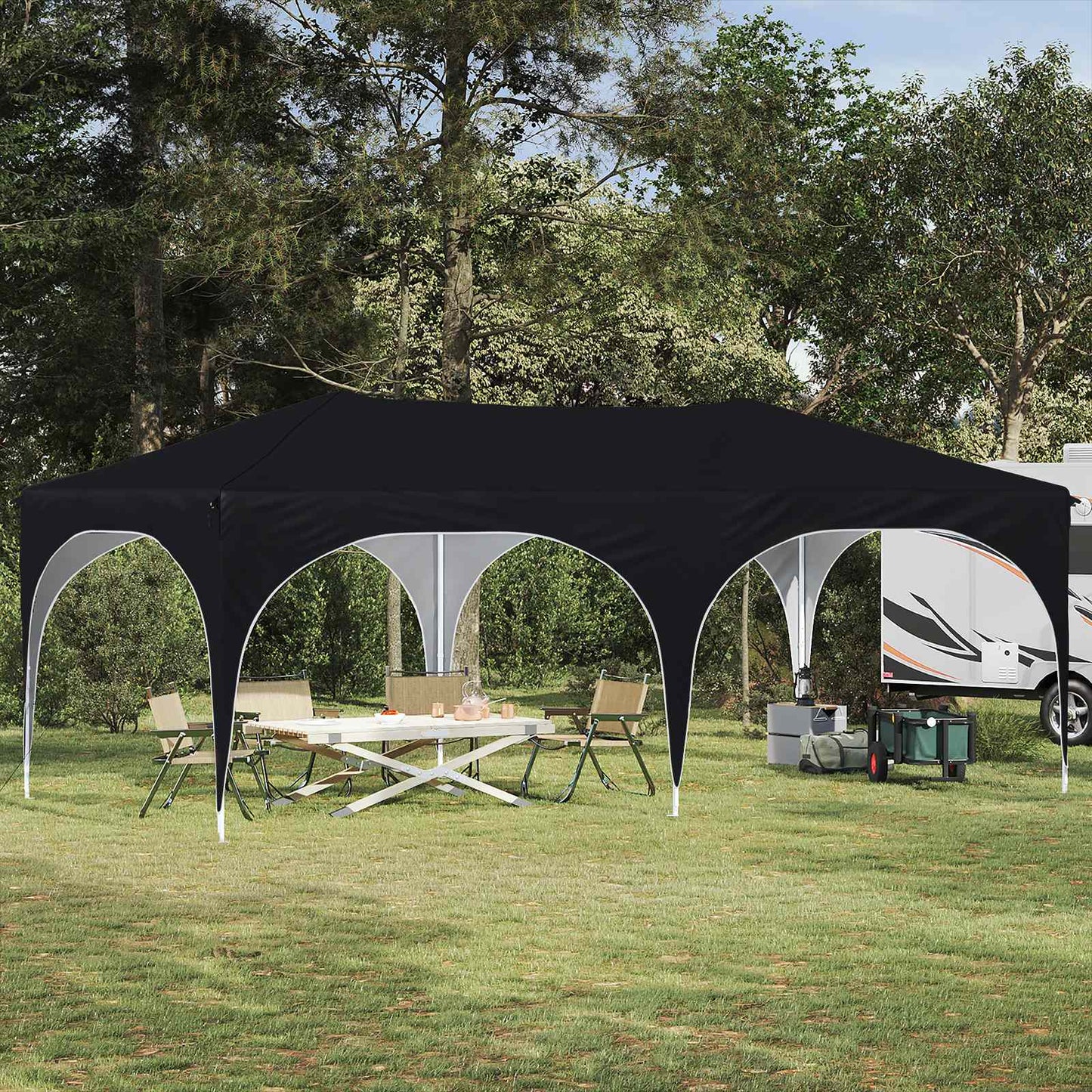 Pop-up Partyzelt 575 x 288 x 245 cm Anthrazit Oxford-Stoff