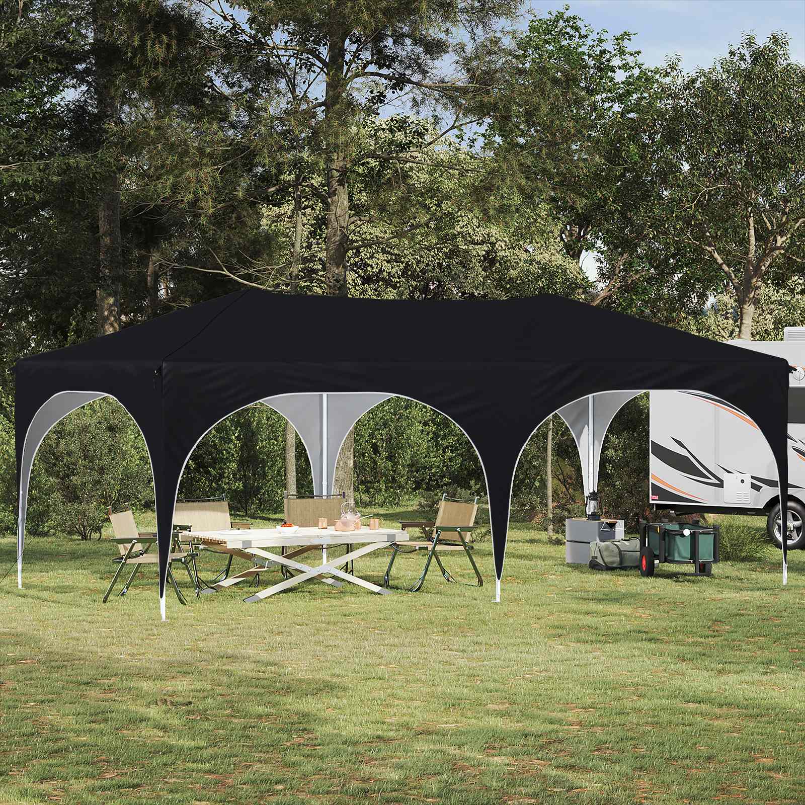 Pop-up Partyzelt 575 x 288 x 245 cm Anthrazit Oxford-Stoff