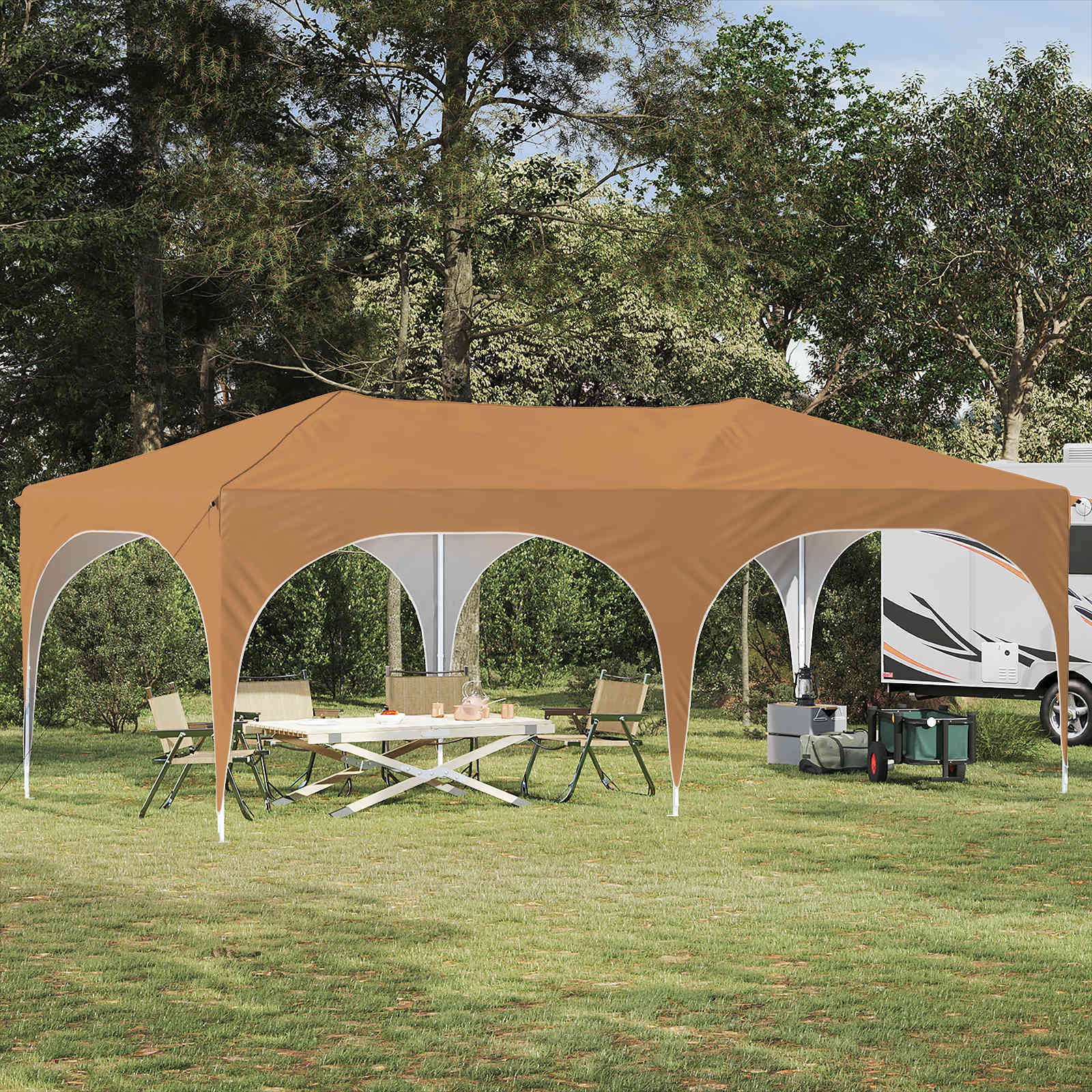 Pop-up Partyzelt 575 x 288 x 245 cm Beige Oxford-Stoff