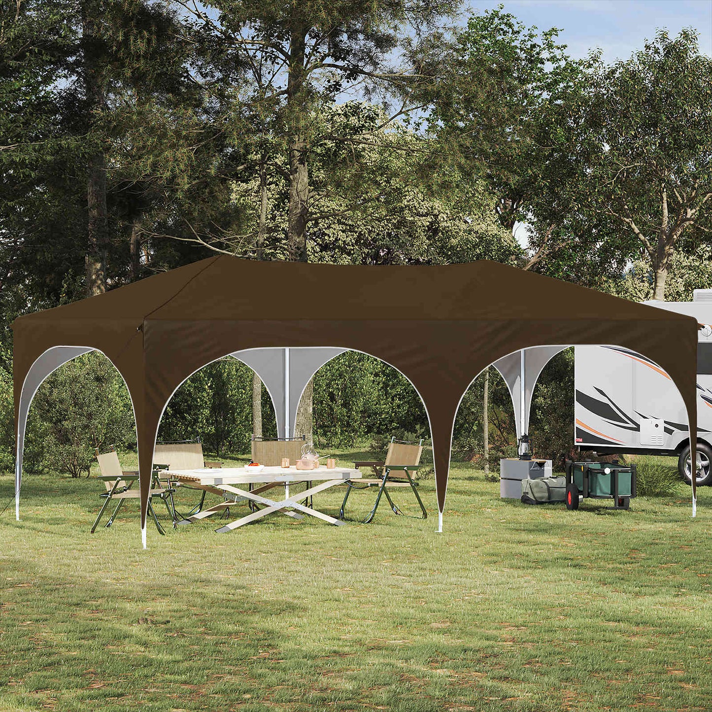 Pop-up Partyzelt 575 x 288 x 245 cm Taupe Oxford-Stoff