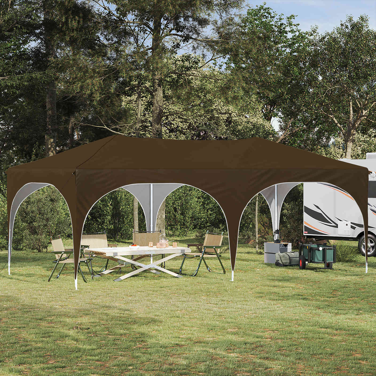 Pop-up Partyzelt 575 x 288 x 245 cm Taupe Oxford-Stoff