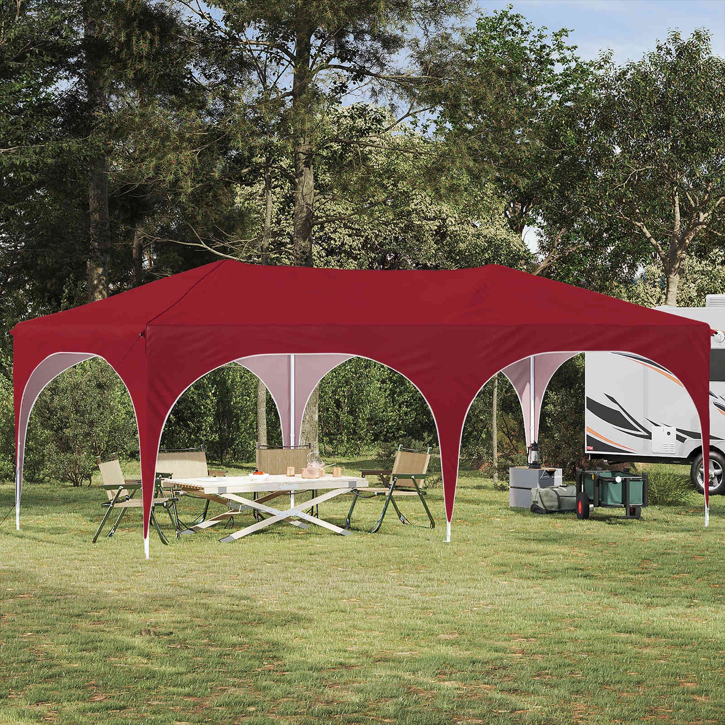 Pop-up Partyzelt 575 x 288 x 245 cm Bordeauxrot Oxford-Stoff