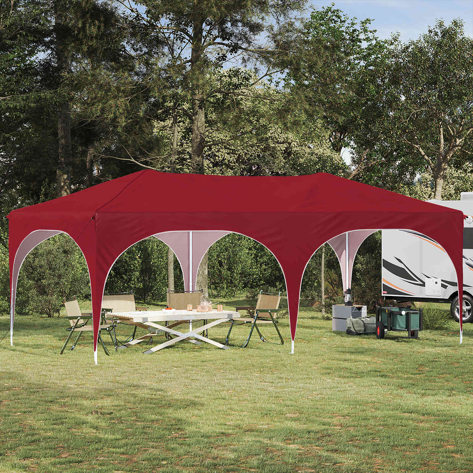 Pop-up Partyzelt 575 x 288 x 245 cm Bordeauxrot Oxford-Stoff