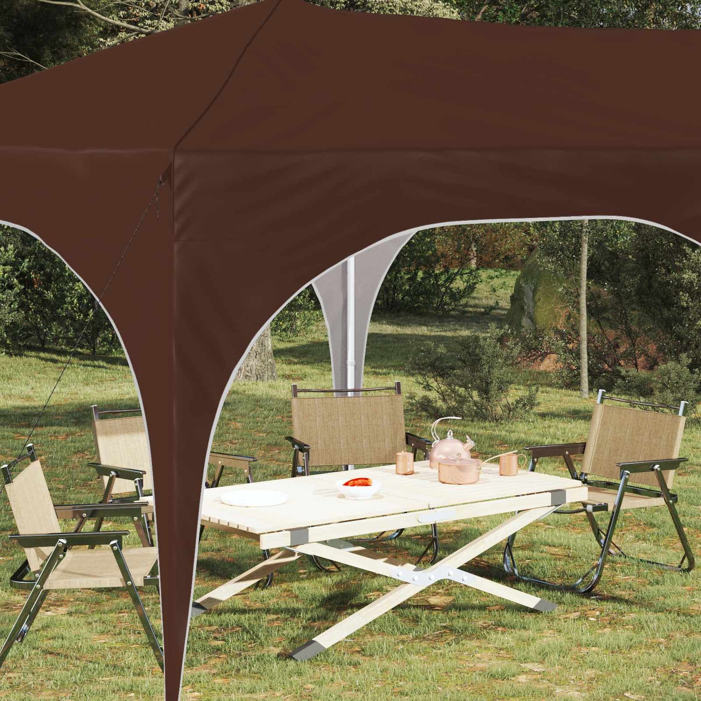 Pop-up Partyzelt 575 x 288 x 245 cm Braun Oxford-Stoff