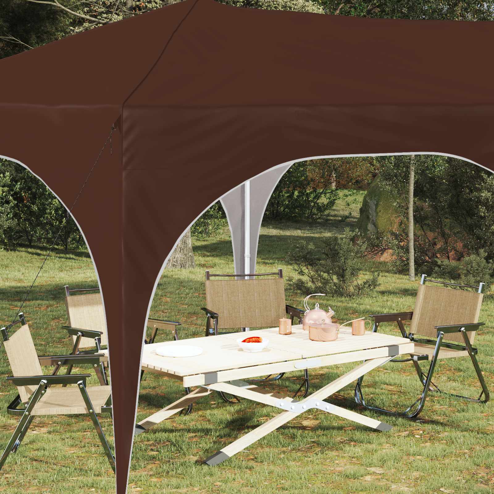 Pop-up Partyzelt 575 x 288 x 245 cm Braun Oxford-Stoff