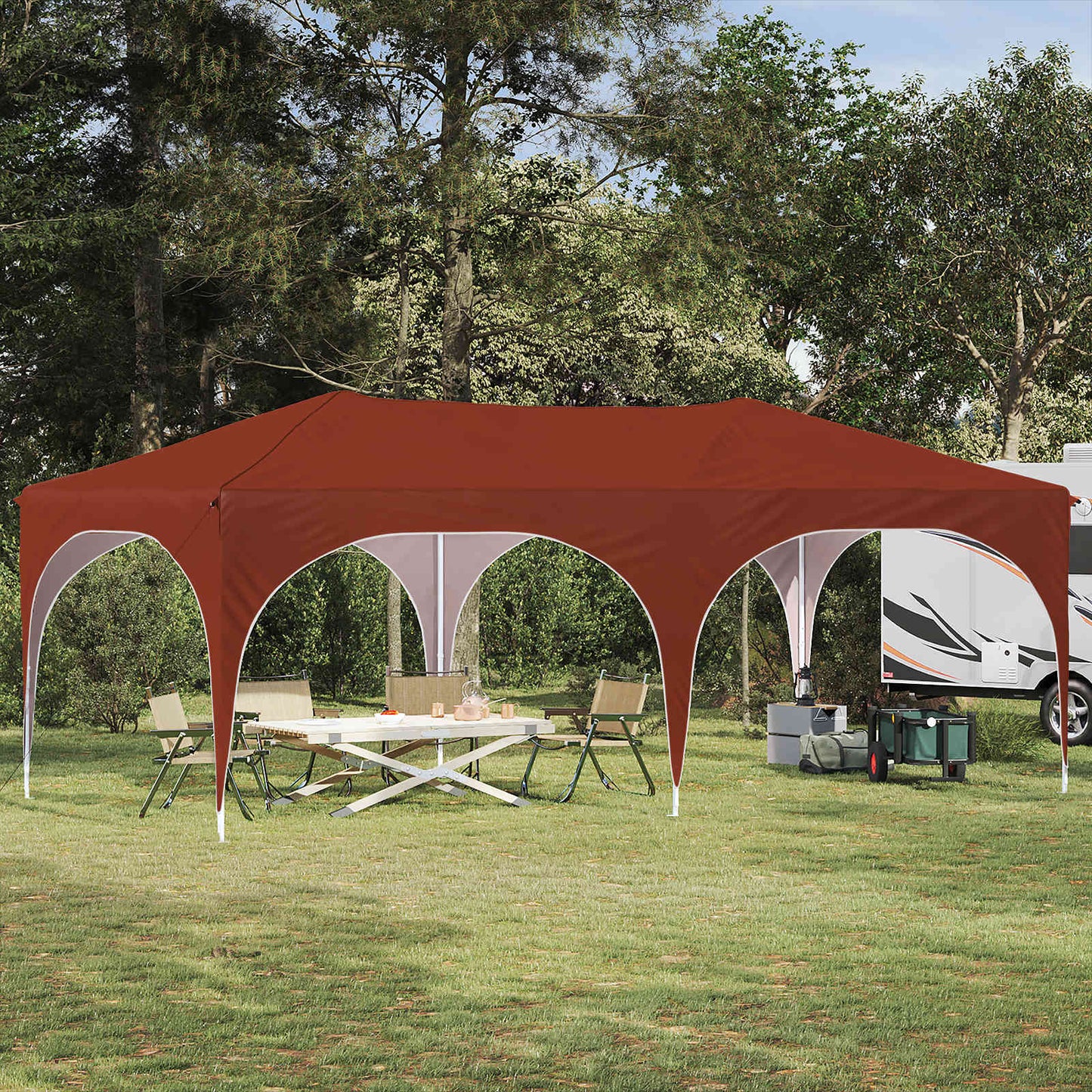 Pop-up Partyzelt 575 x 288 x 245 cm Terrakotta Oxford-Stoff
