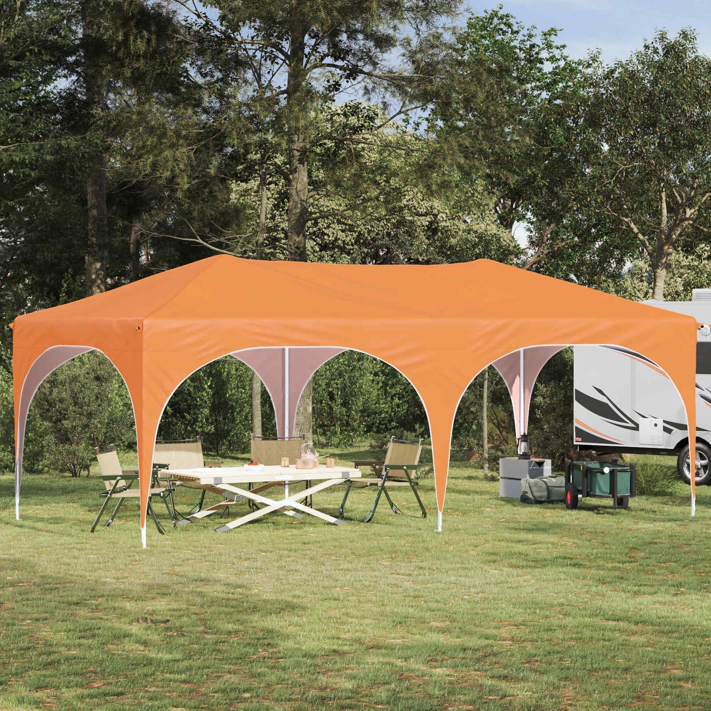 Pop-up Partyzelt 575 x 288 x 245 cm Orange Oxford-Stoff