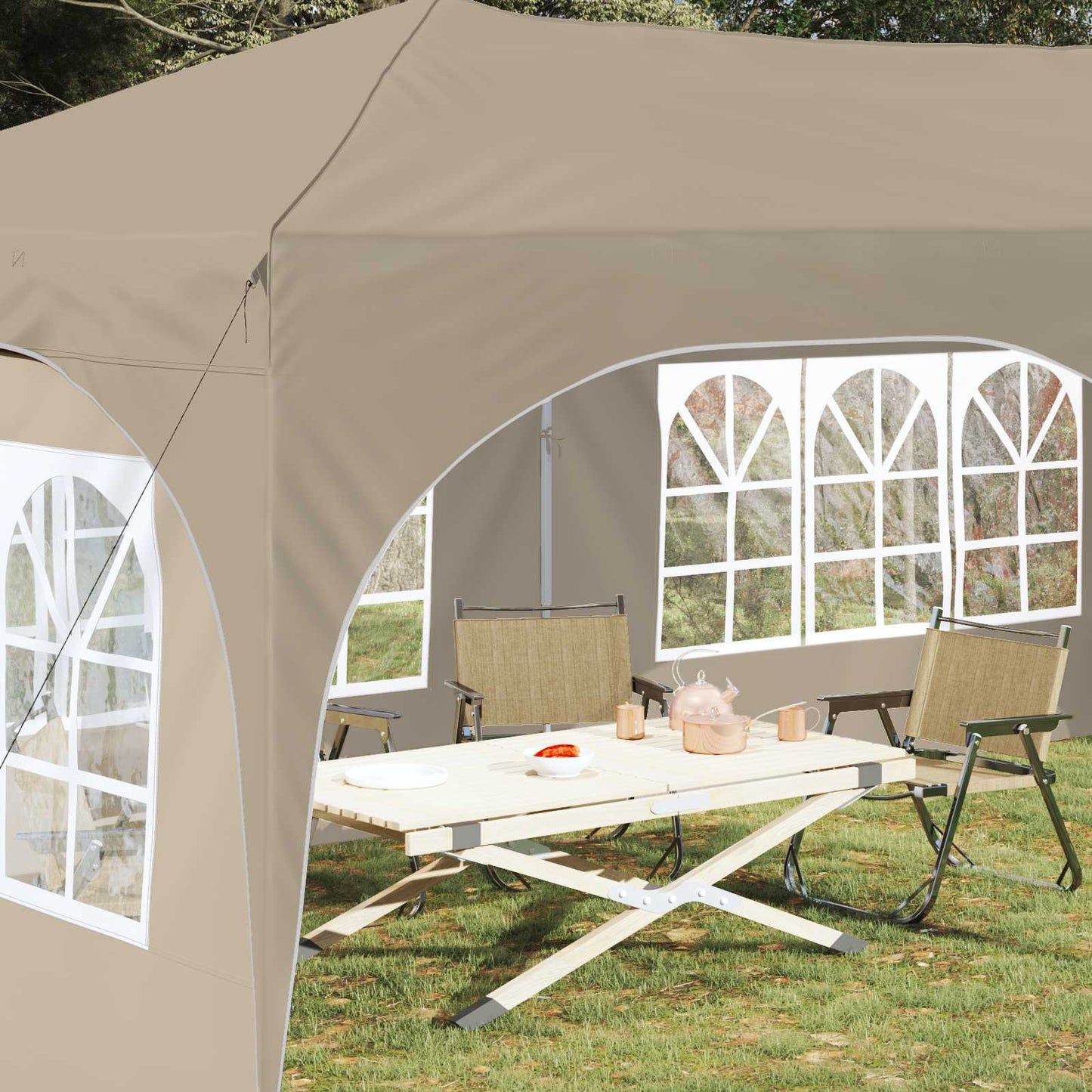 Pop-up Partyzelt 575 x 288 x 245 cm Creme Oxford-Stoff