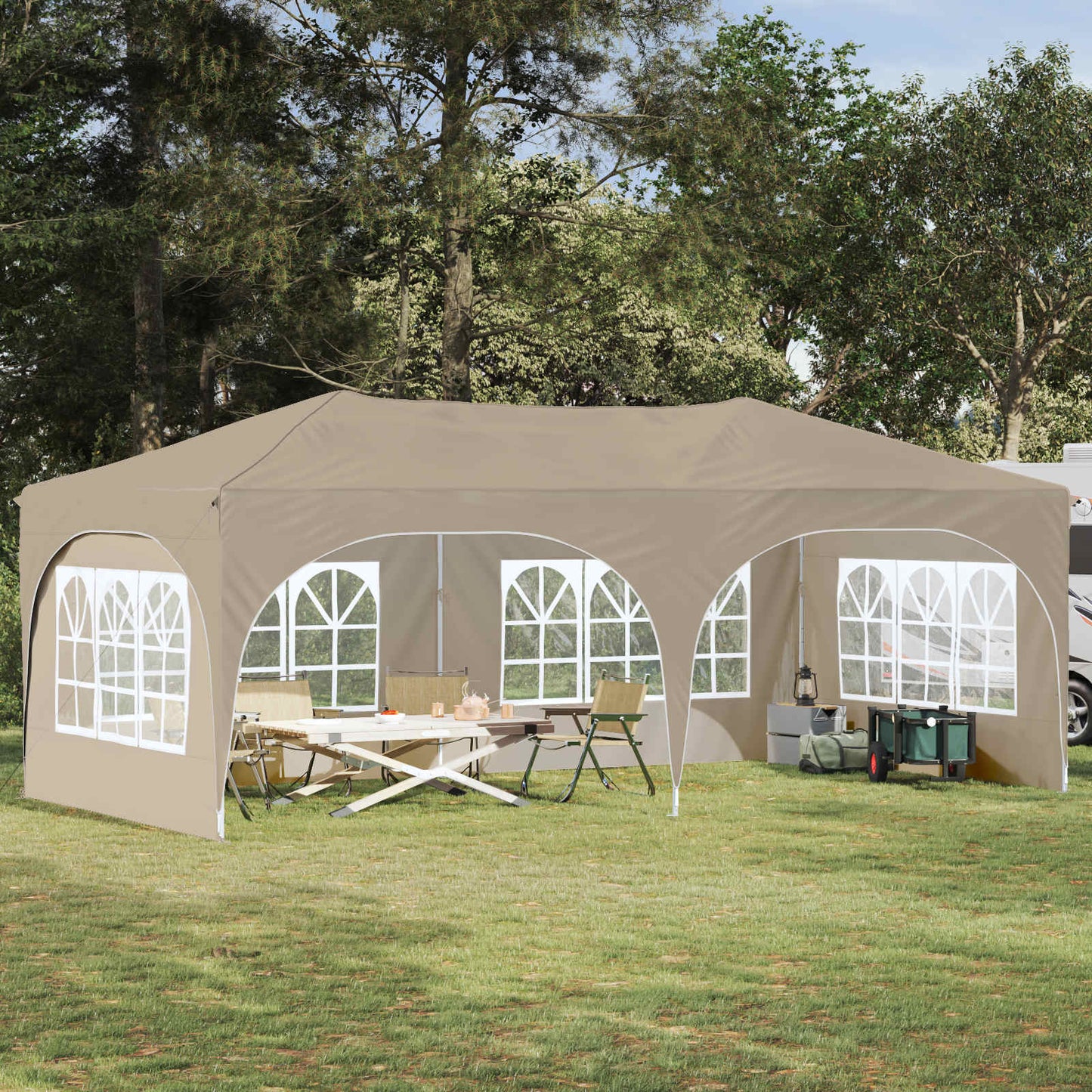 Pop-up Partyzelt 575 x 288 x 245 cm Creme Oxford-Stoff